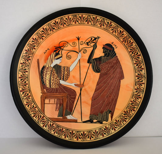 Zeus and Hera - Heavenly Couple - The first Wedding of Olympians - King and Queen of all Gods - Ceramic plate - Floral design - Handmade