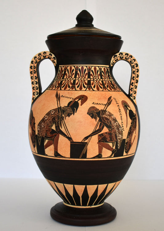 Achilles and Ajax Playing a Board Game - Trojan War, Homer's Iliad - Attic Black Figure - Musei Vaticani - Replica - Ceramic Vase