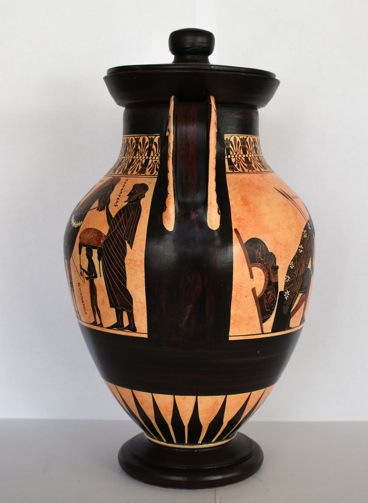 Achilles and Ajax playing Dice - Trojan War, Homer's Iliad - Attic Black Figure - Musei Vaticani - Replica - Ceramic Vase