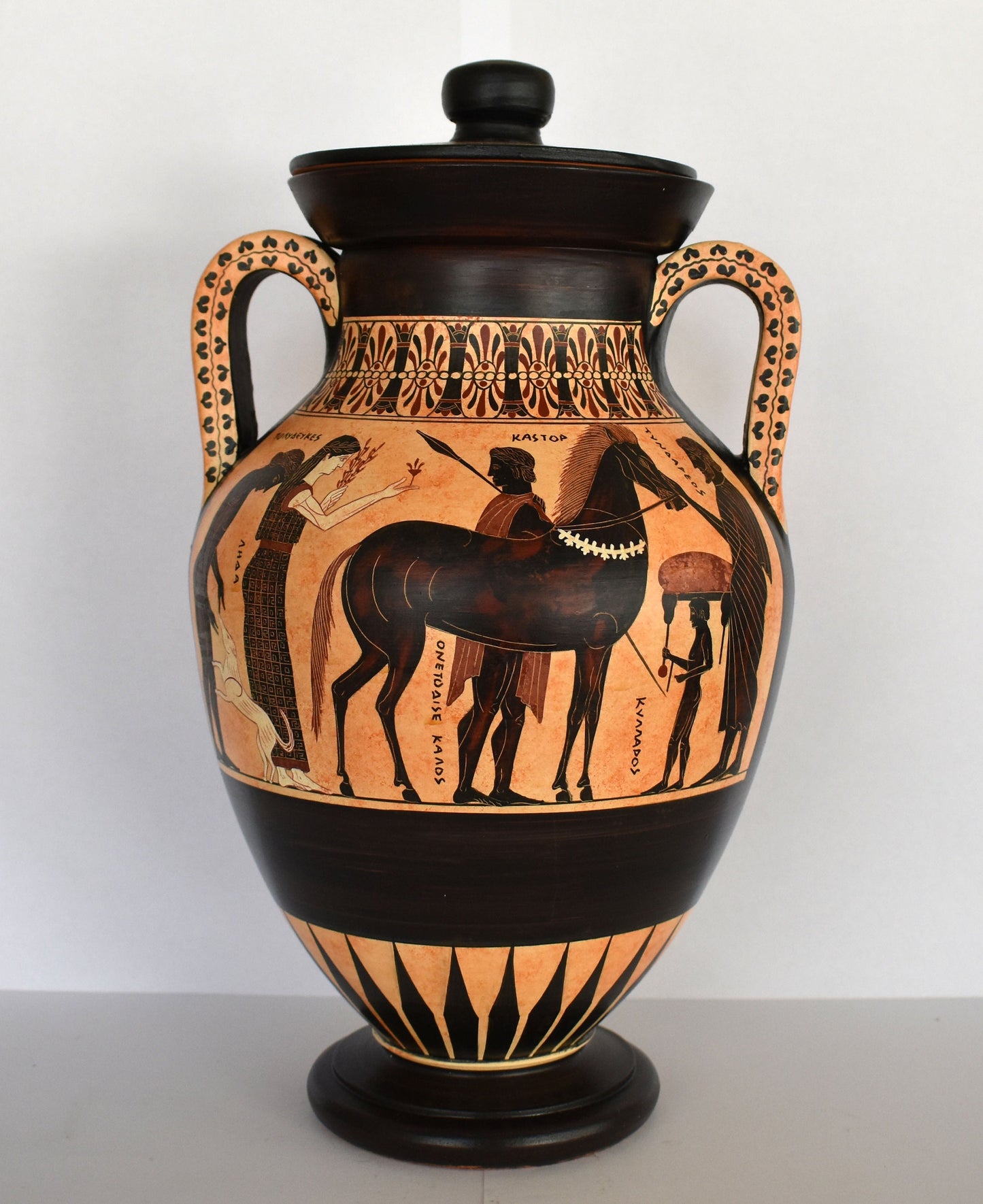 Achilles and Ajax playing Dice - Trojan War, Homer's Iliad - Attic Black Figure - Musei Vaticani - Replica - Ceramic Vase