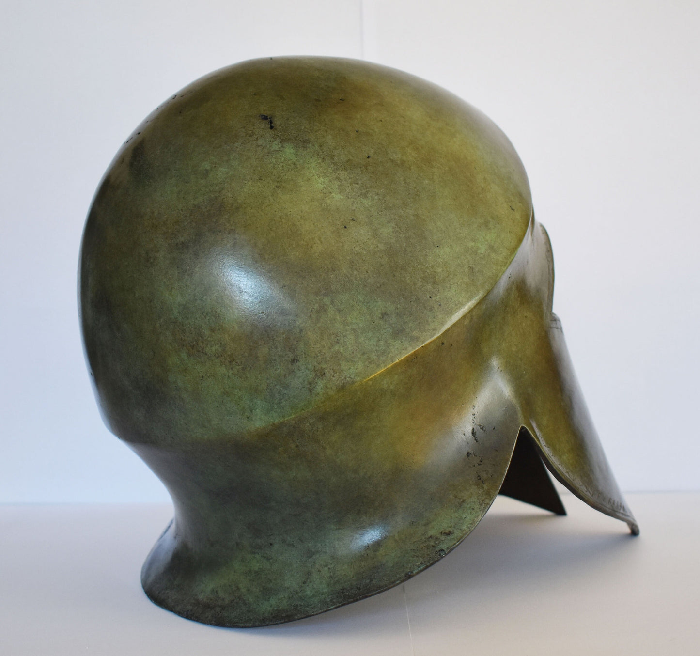 Ancient Greek Corinthian Helmet - From Olympia - Museum Reproduction - pure bronze statue