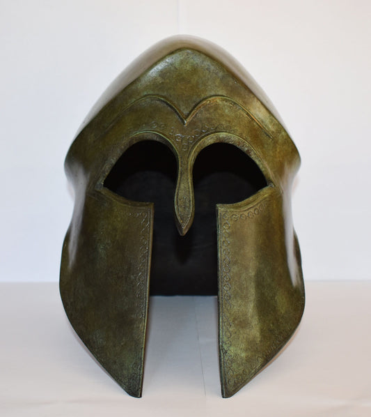Ancient Greek Corinthian Helmet - From Olympia - Museum Reproduction - pure bronze  statue