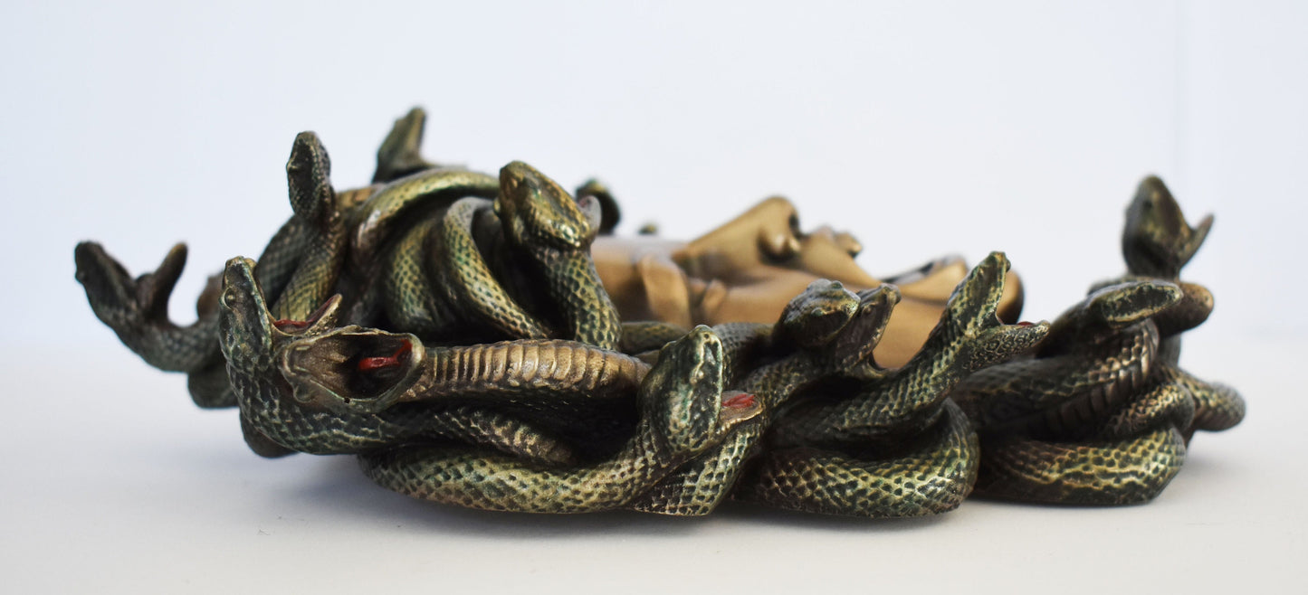 Medusa Mask - Snake-Haired Gorgon - Snake Lady - Monster Figure - Perseus and Goddess Athena myth - Small - Cold Cast Bronze Resin