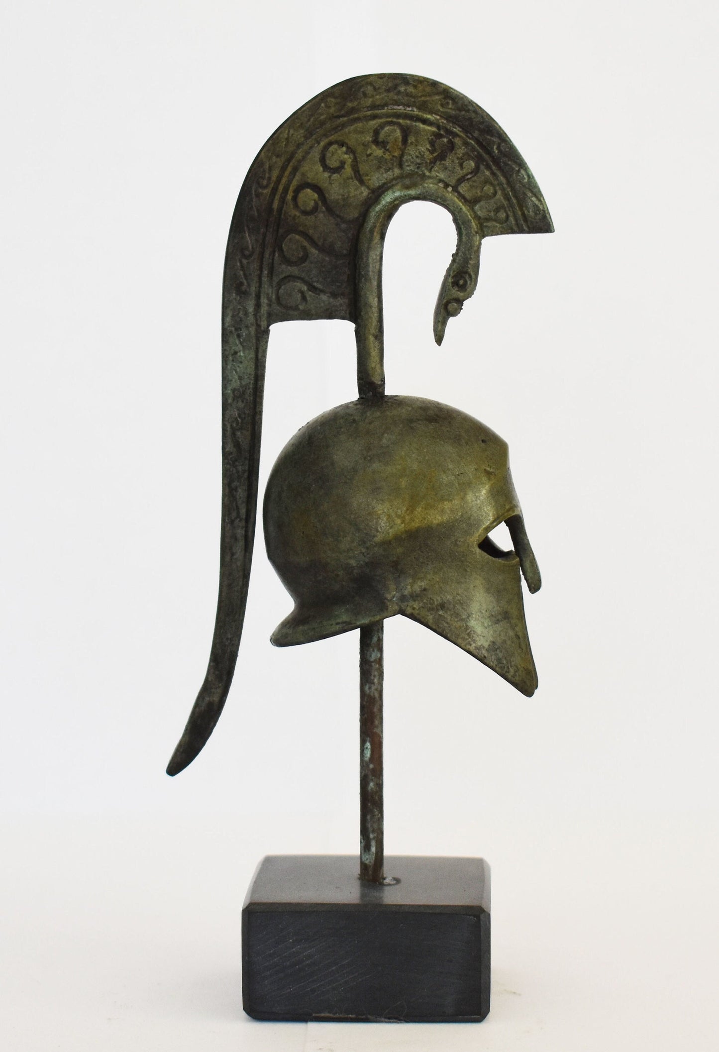 Ancient Greek Spartan Corinthian Helmet - Marble Base - Small - Museum Reproduction - pure bronze statue