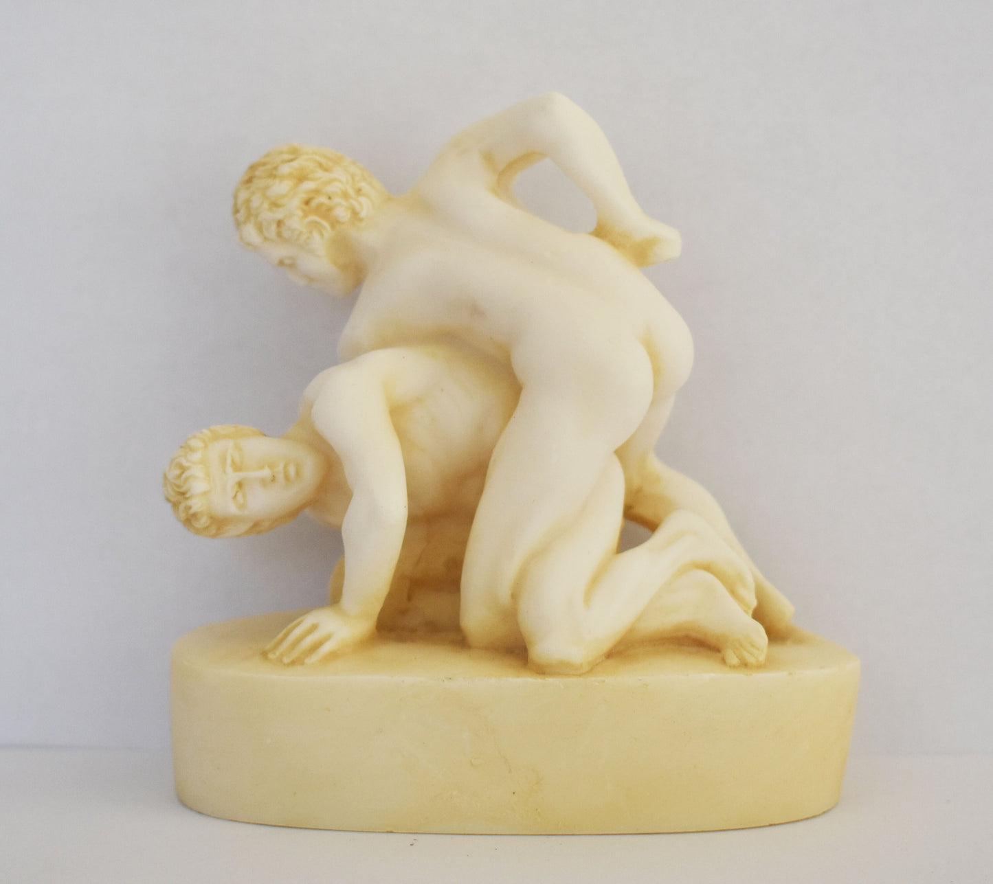Pankration Athletes - Ancient Combat Sport - Wrestling and Boxing techniques - Olympic Games - Alabaster Aged sculpture