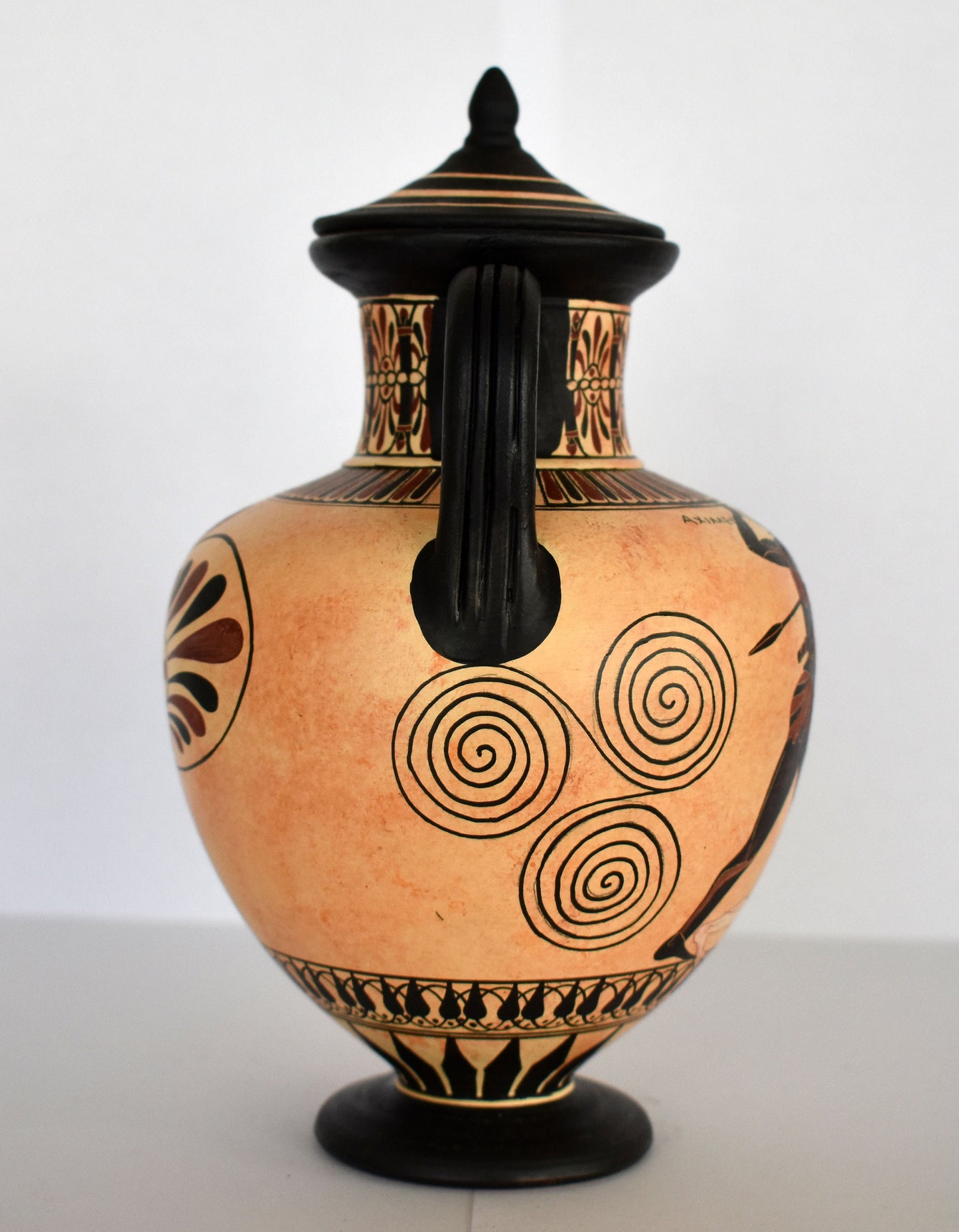 Achilles and Penthesileia, Amazonian Queen - Homer's Iliad - Floral Motif - Classic Period - 600 BC - Ceramic Vase