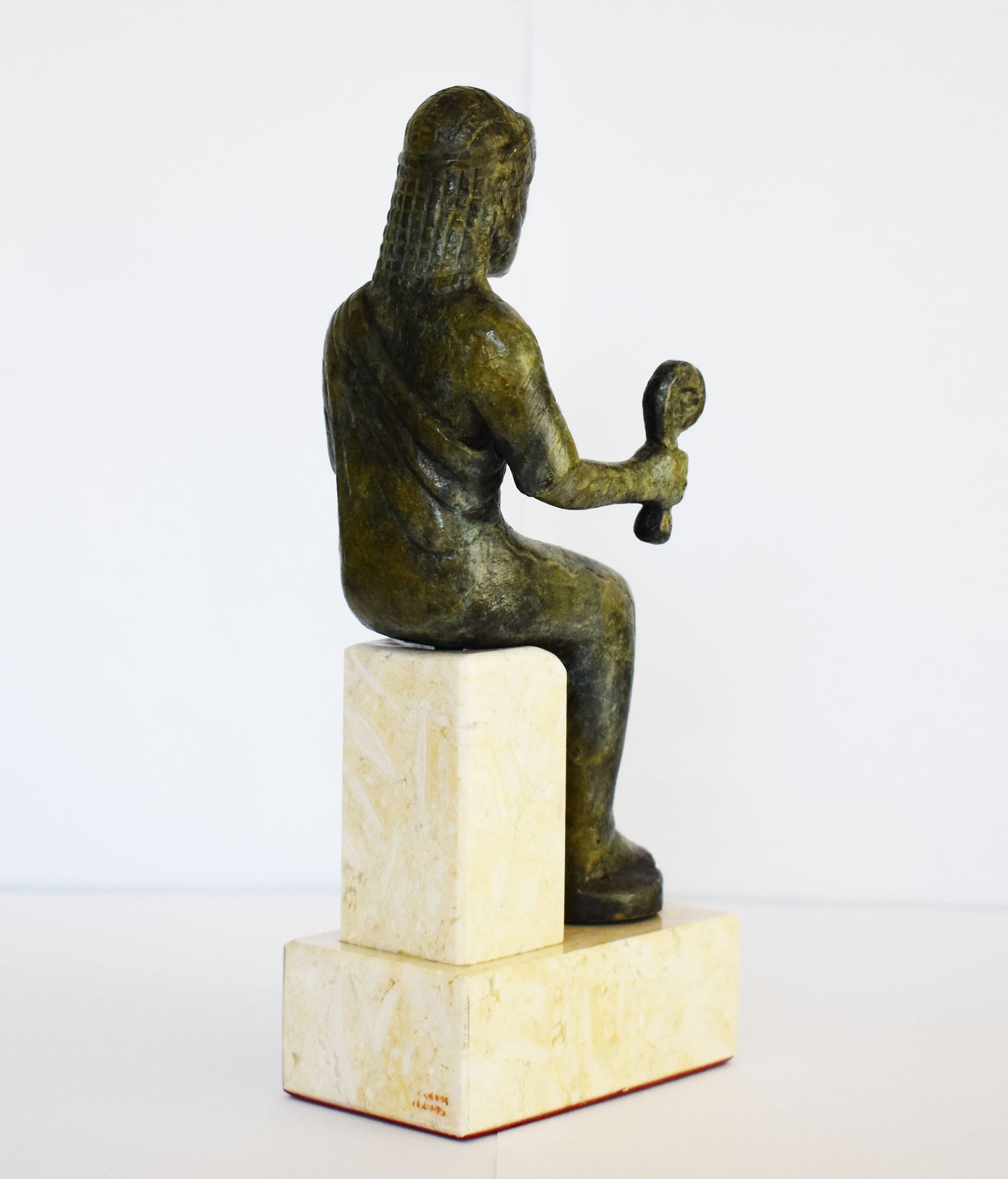 Zeus Lykaios -Enthroned, holds the thunderbolt - from Lycosura, the Oldest City in the World - pure bronze statue