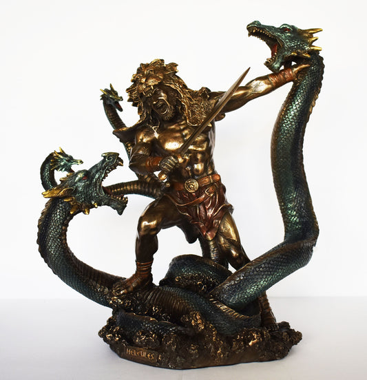 Hercules and the Lernaean Hydra - Son of Zeus and Alcmene - Greek Divine Hero - Strong, Brave and Masculine - Cold Cast Bronze Resin
