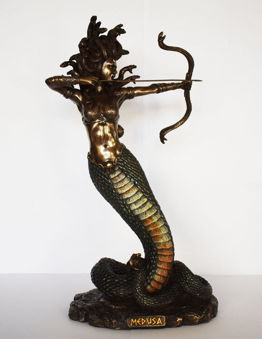 Medusa - Gorgo - Snake-Haired Gorgon - Snake Lady -  Monster Figure  - Perseus and Goddess Athena Myth - Cold Cast Bronze Resin