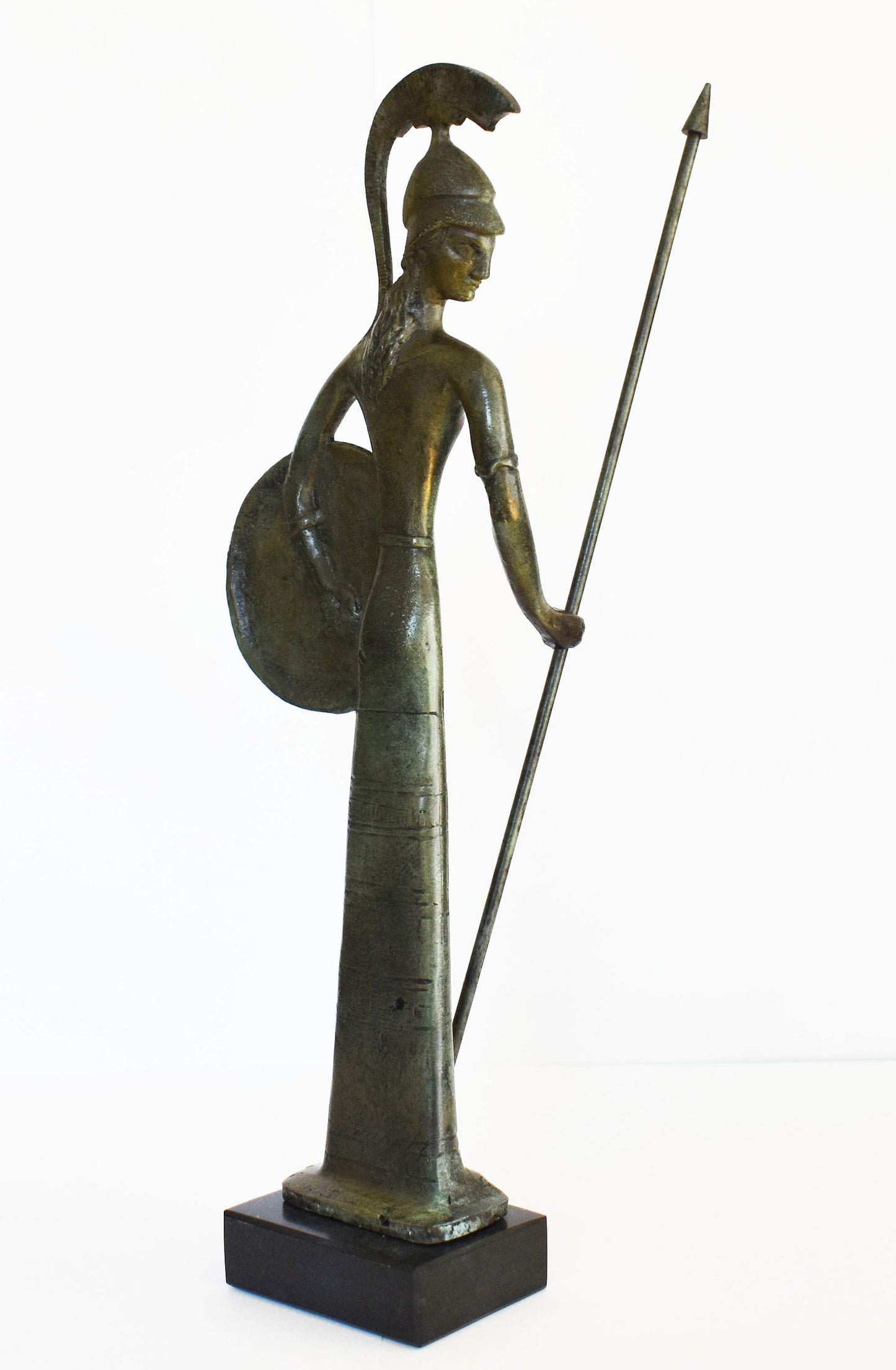 Athena Minerva with Owl and Spear - War Strategy, Giving Heroes Courage, and Inventing useful items and crafts - Greek - pure bronze statue
