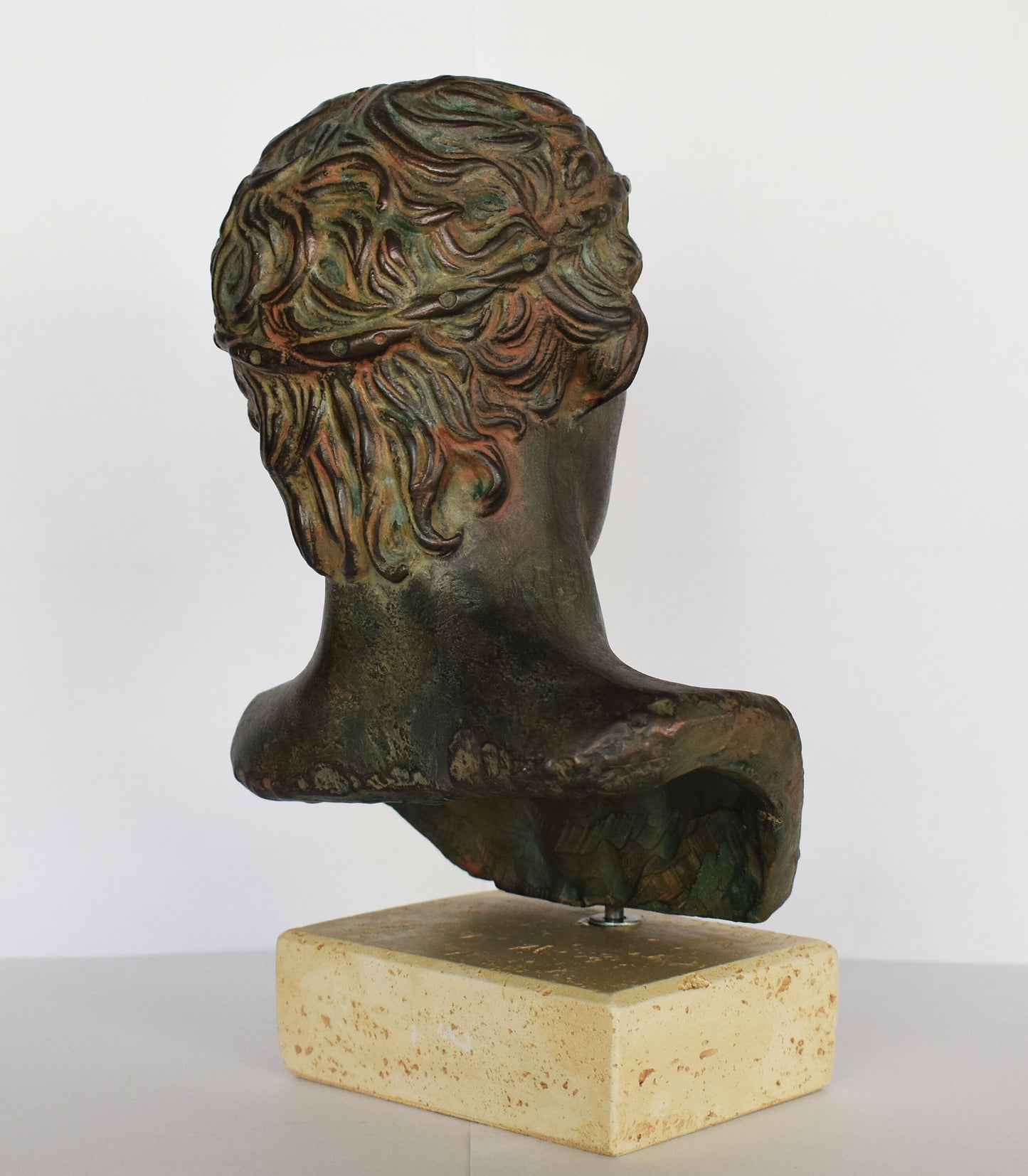 Antinous - Antinoos - An Ancient Love Story with Roman Emperor Hadrian over the Centuries - Reproduction - Head Bust - Bronze Colour Effect