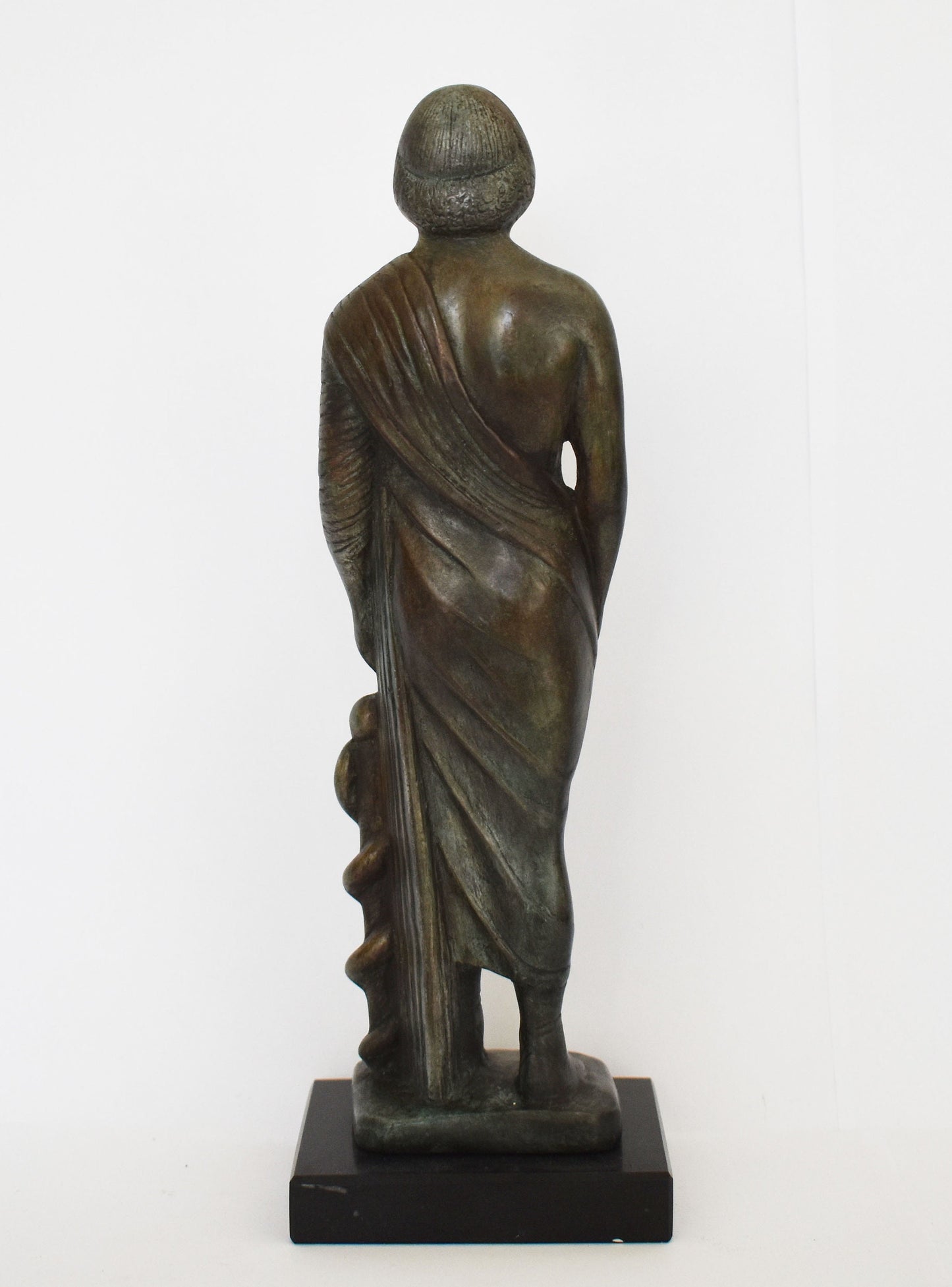 Asclepius - Greco-Roman God of Medicine, Son of Apollo - Marble Base - Museum Reproduction - Bronze Colour Effect