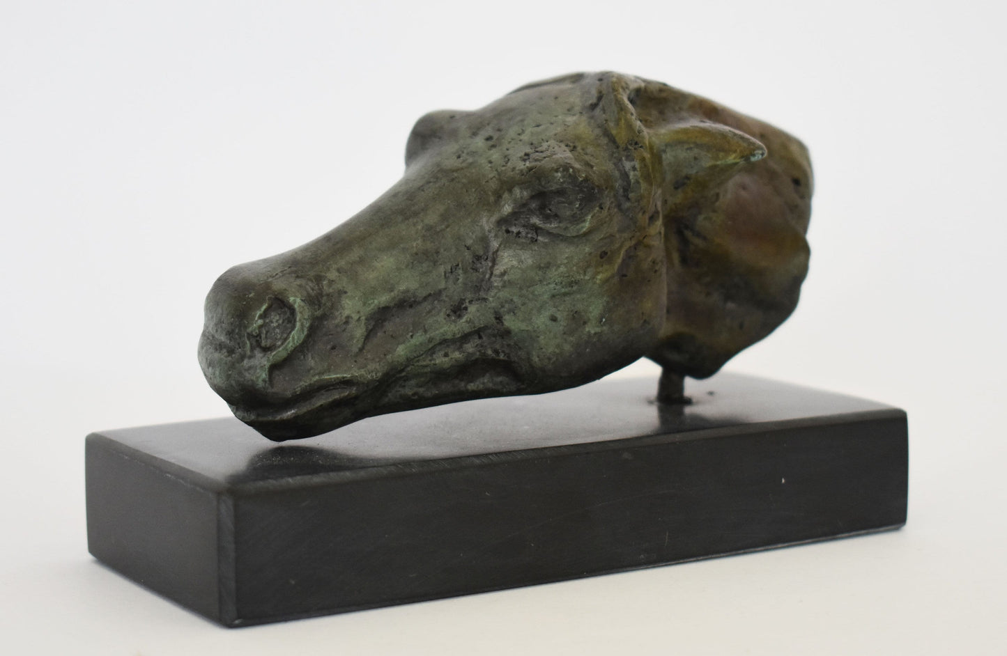 Ancient Greek Horse Head - Pure Bronze Sculpture - Gift Idea - Symbol of Wealth and Prosperity - Small - Marble Base - Museum Reproduction