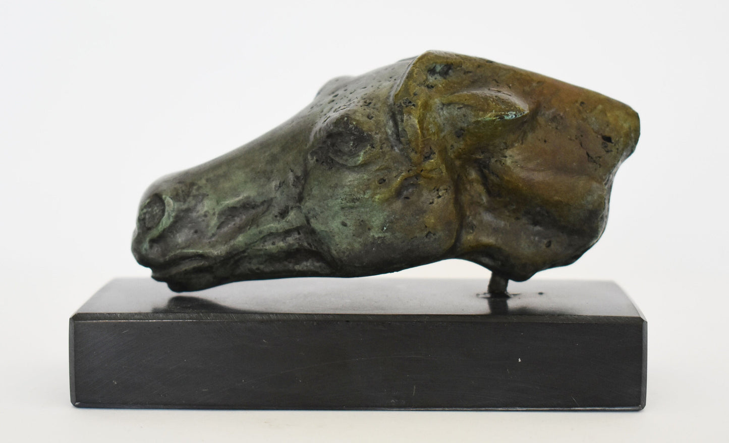 Ancient Greek Horse Head - Pure Bronze Sculpture - Gift Idea - Symbol of Wealth and Prosperity - Small - Marble Base - Museum Reproduction