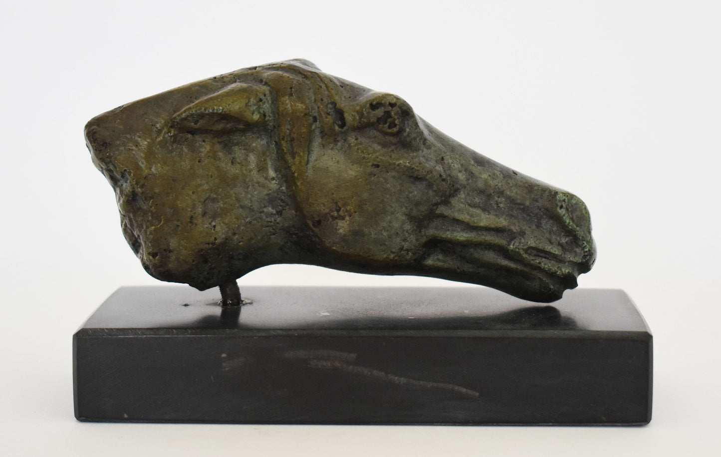 Ancient Greek Horse Head - Pure Bronze Sculpture - Gift Idea - Symbol of Wealth and Prosperity - Small - Marble Base - Museum Reproduction