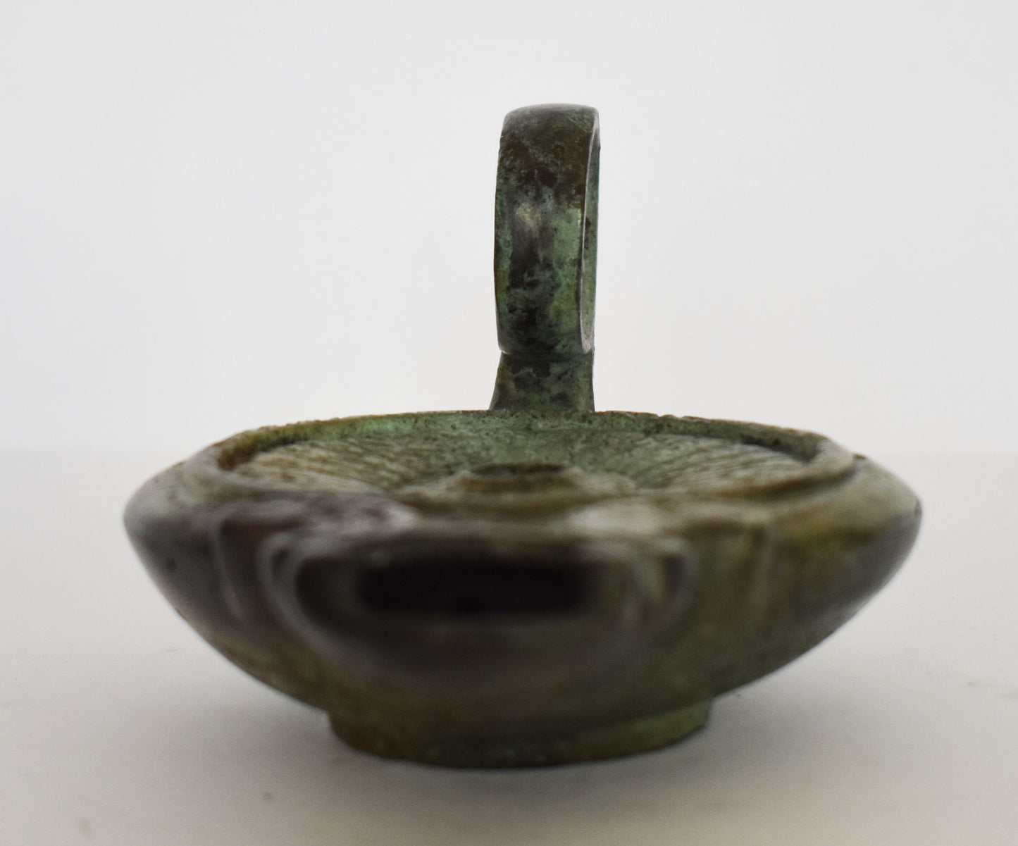 Bronze Oil Lamp - Athens, Attica - 500 B.C. - Ancient Greek Reproduction - Pure Bronze Sculpture