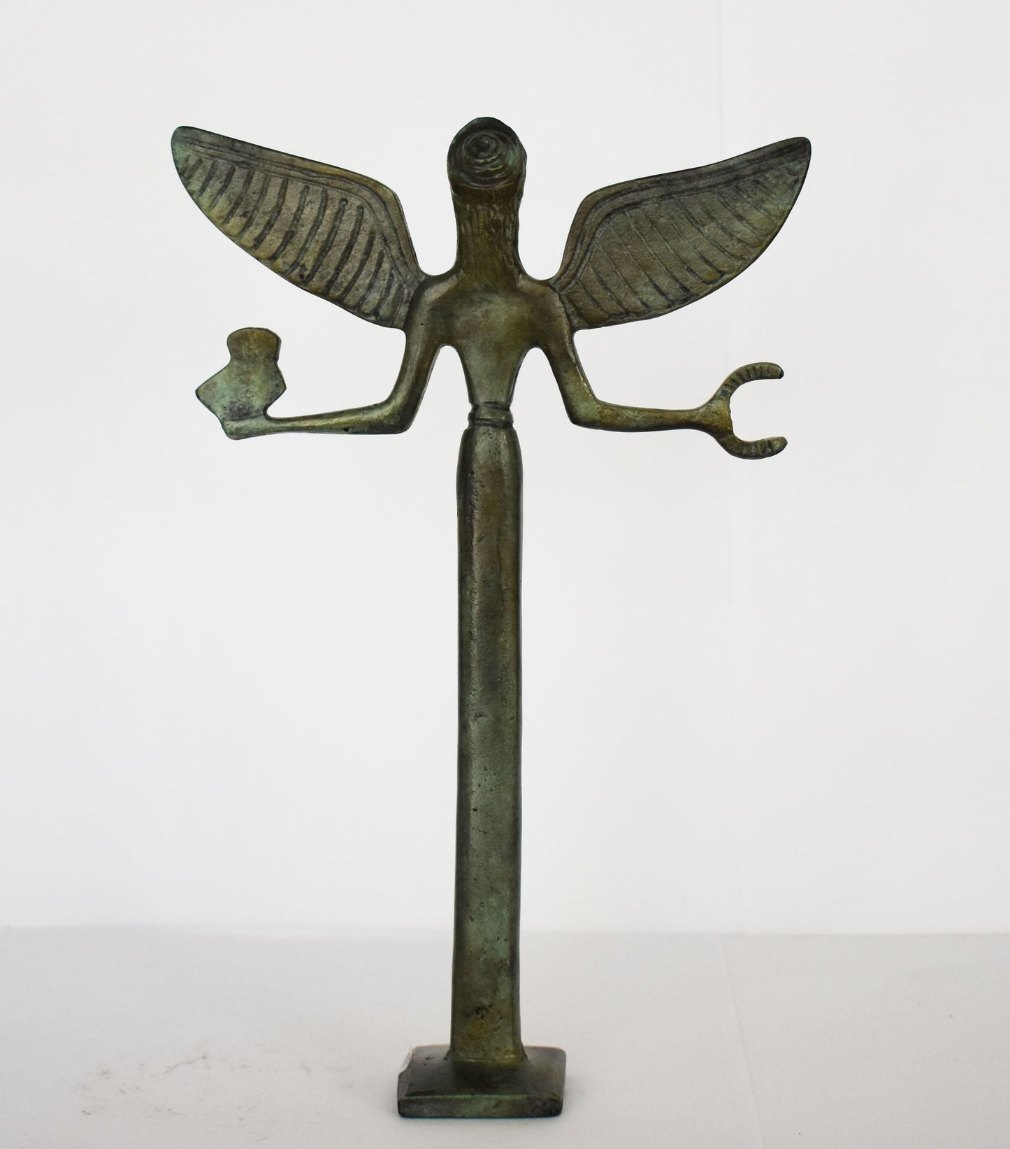 Nike Victoria with Wreath and Owl - Greek Roman Winged Goddess of Victory - pure Bronze Sculpture