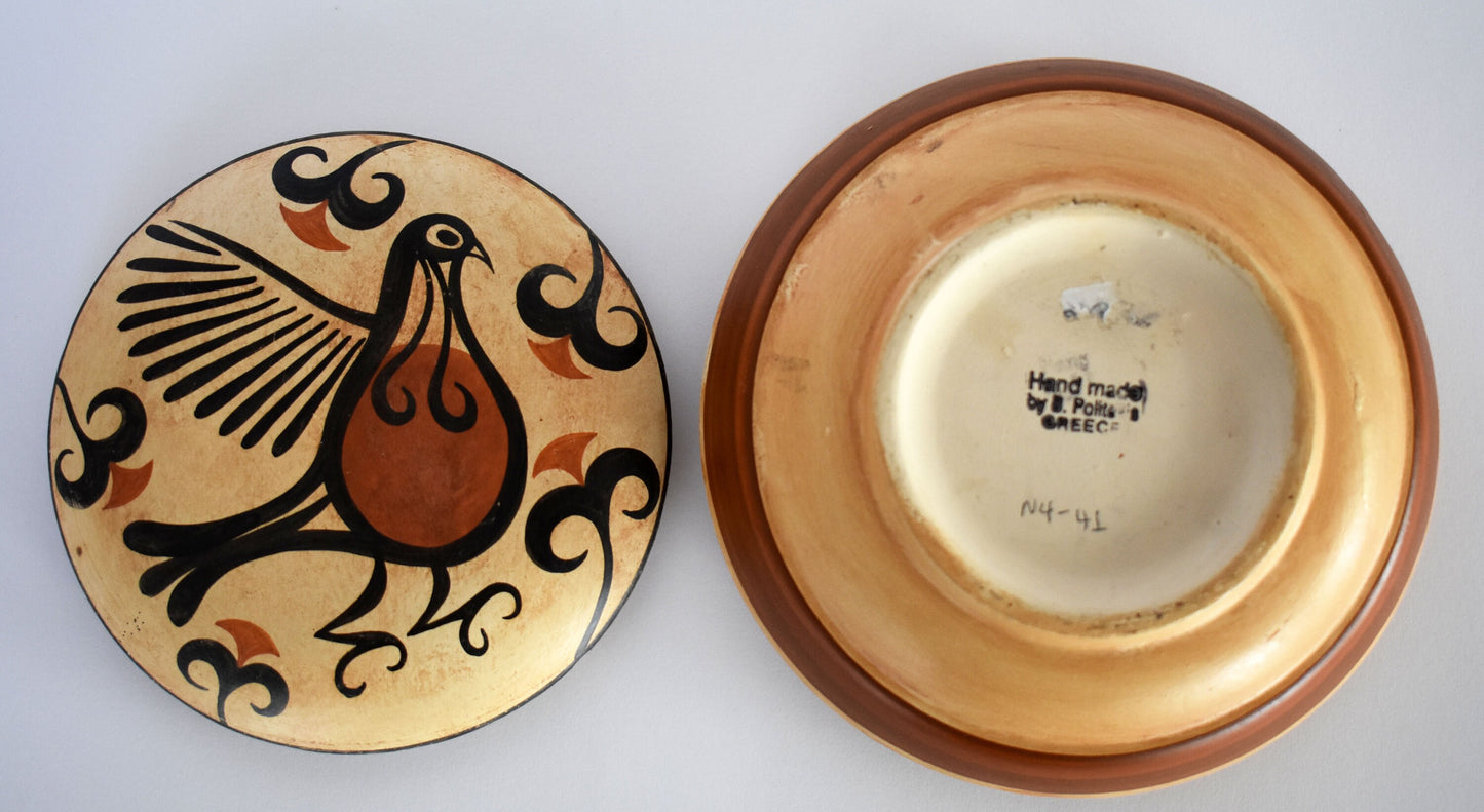 Pyxis - Bird Motif -  Minoan - 1800 BC - Knossos Palace - Crete - Small - Ceramic Item