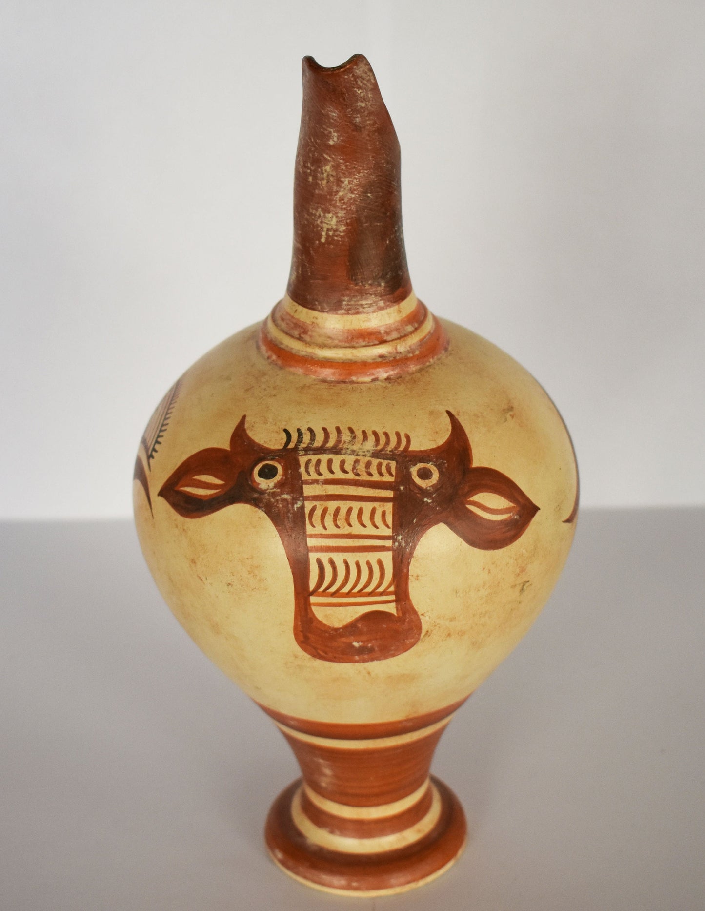 Vessel with Bull and Geometrical Design - Late Helladic I-II Period - 1580-1400 BC - Small - Ceramic Vase