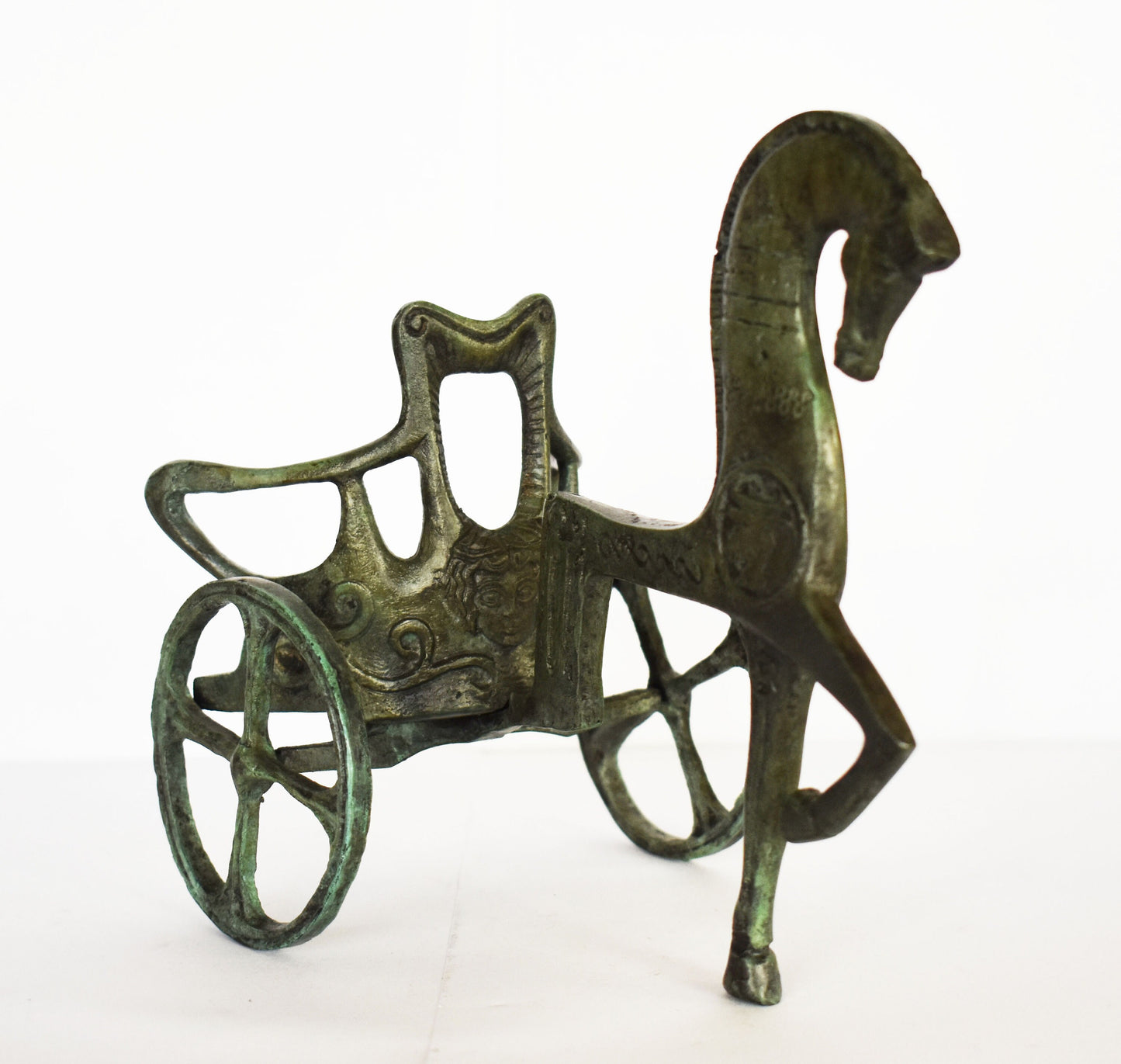 Mycenaean Chariot - Travel, Transport, Processions, Battle - Museum Reproduction - pure bronze statue