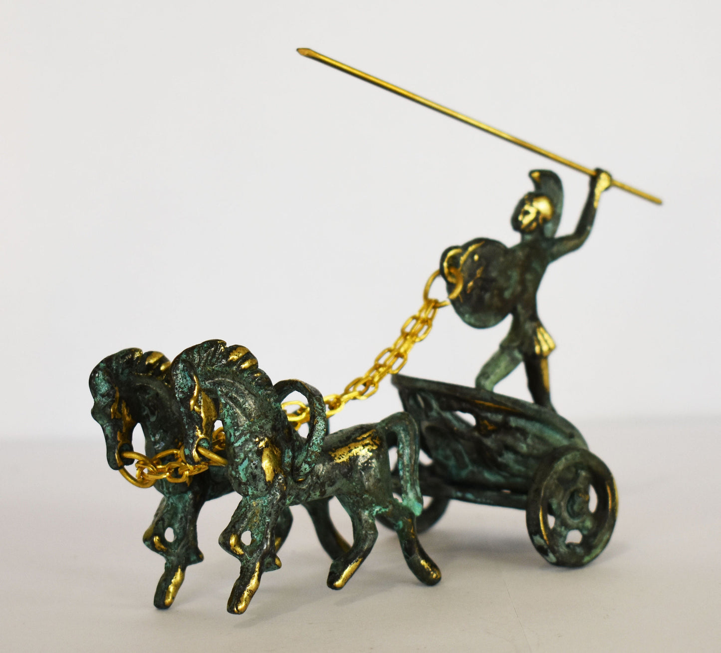 Achilles on Chariot - The greatest of all the Greek warriors - Son of Thetis and Peleus - Trojan War - Homer's Iliad - pure bronze statue