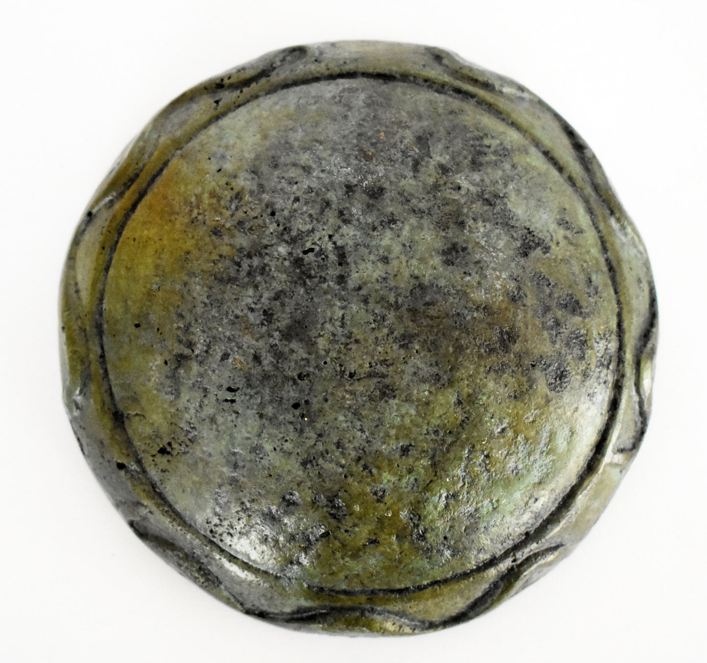 Ancient Greek Plate - Macedonian, with Floral Design - Small - Museum Reproduction - pure Bronze Artifact