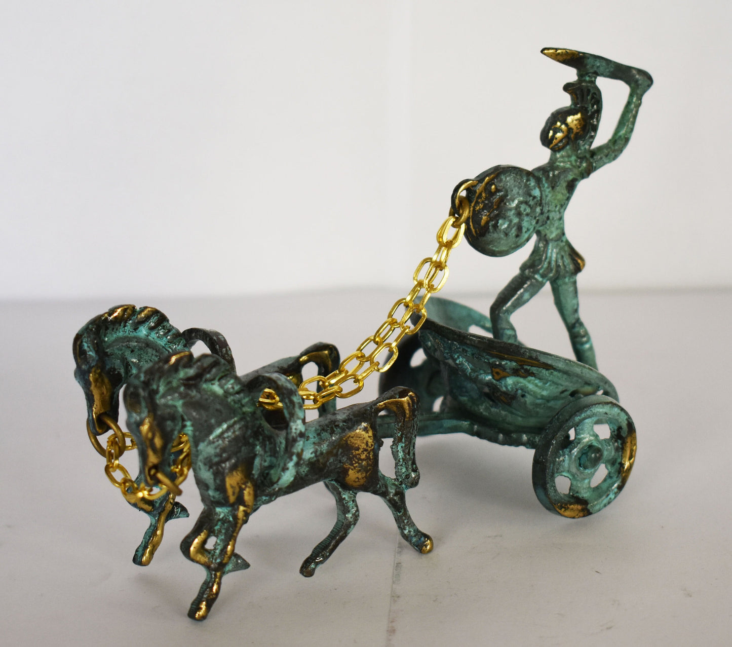 Achilles on Chariot- Greek Hero - Son of Thetis and Peleus - Trojan War - Homer's Iliad - pure bronze statue