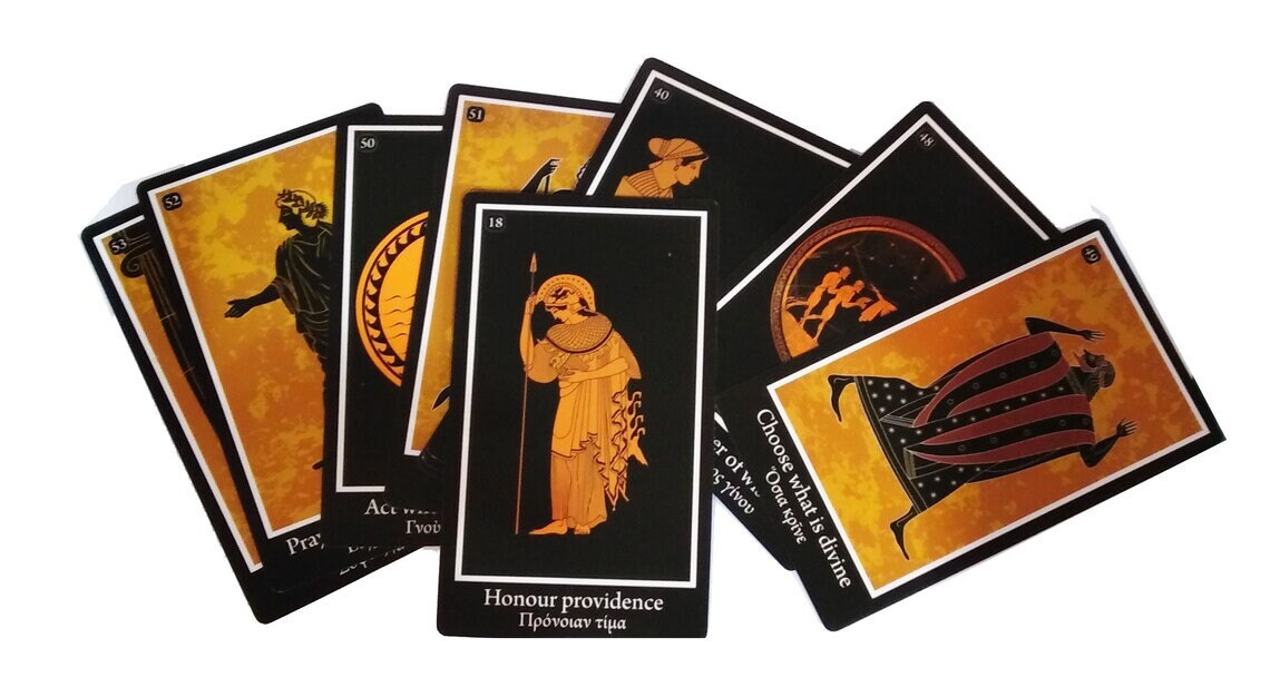 Dephic Oracle cards - Divination, Destiny - 147 Maxims - Temple of Apollo - Pythia message - Self knowledge