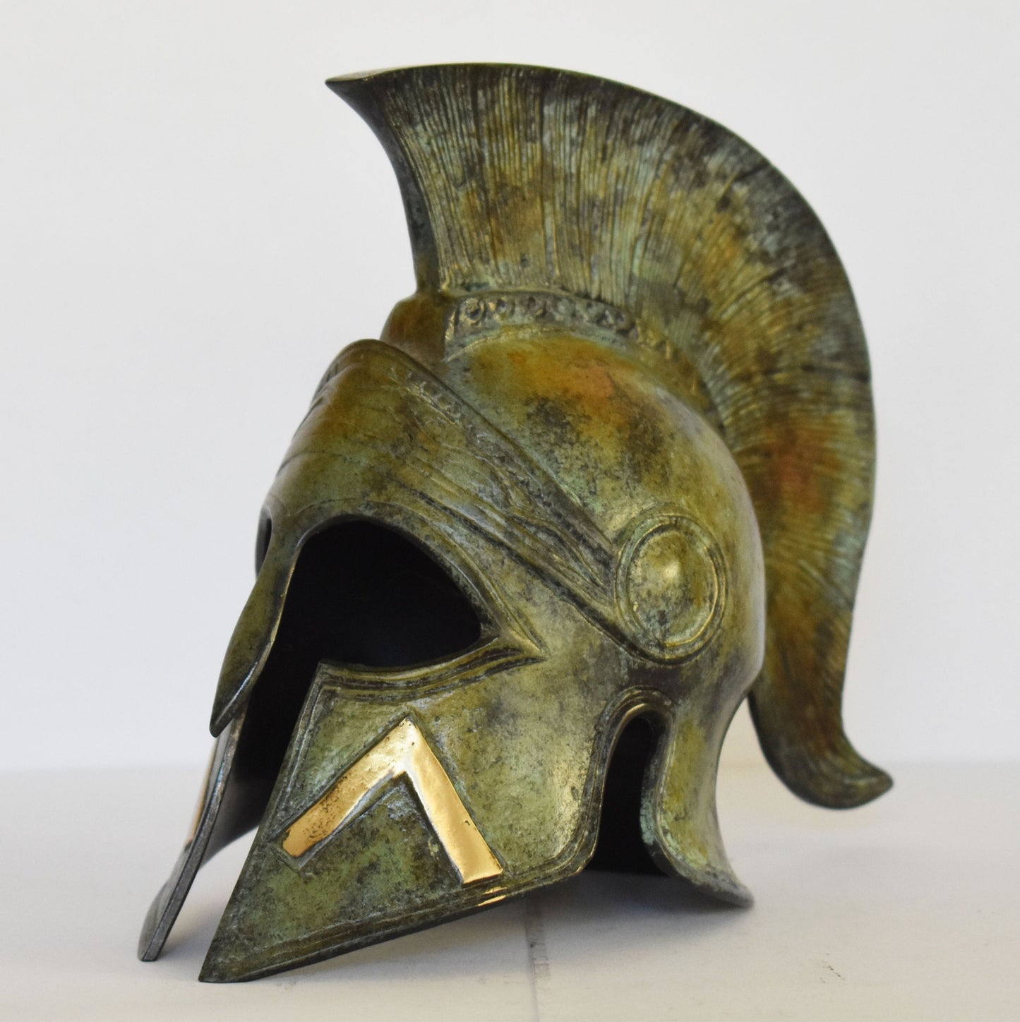 Ancient Greek Spartan Helmet - Λ Symbol - Leonidas and 300 - Thermopylae - Museum Reproduction - Pure Bronze Statue