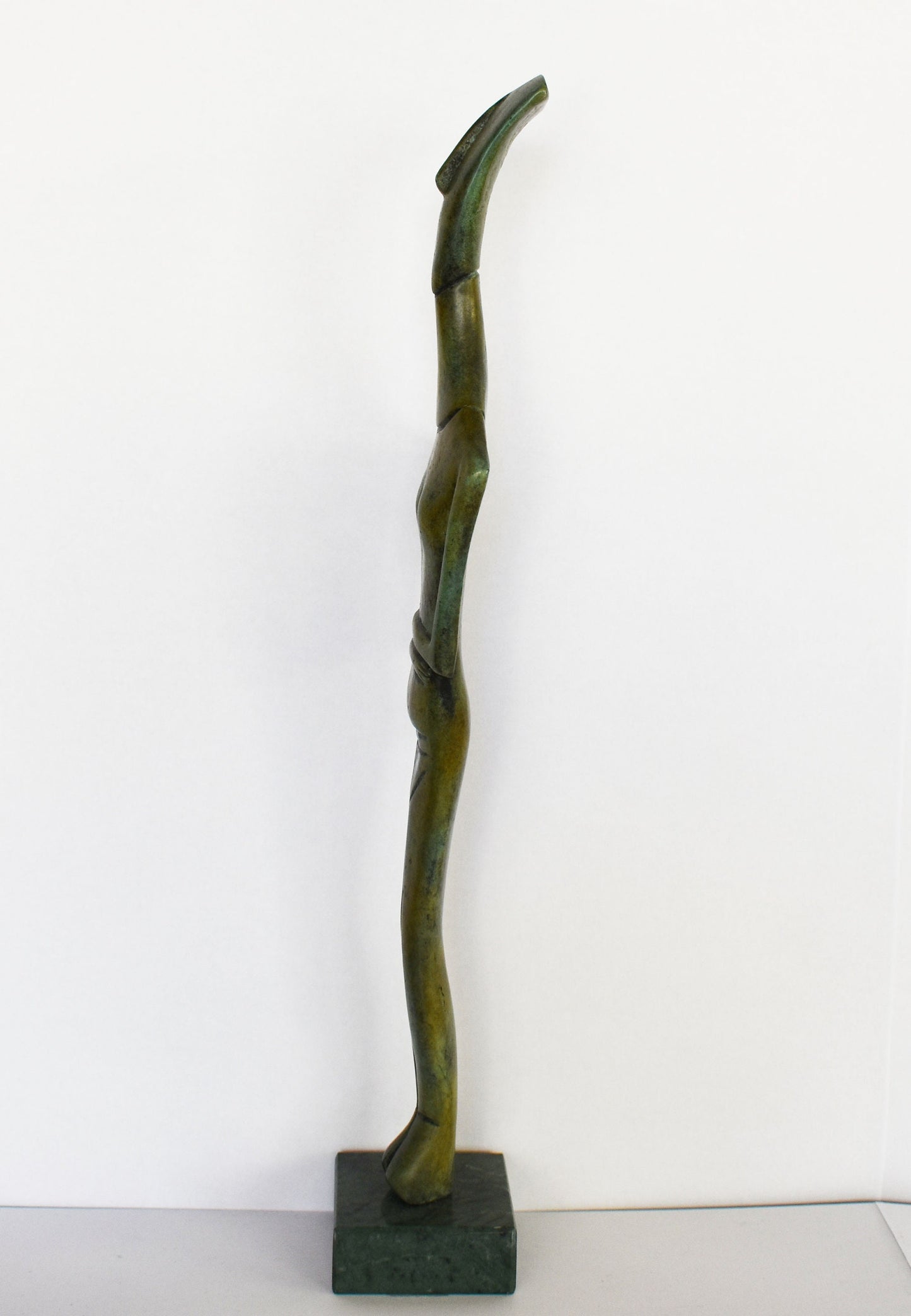 Cycladic Female idol - Figure from Keros island, Greece - Marble Base - Pure Bronze Statue