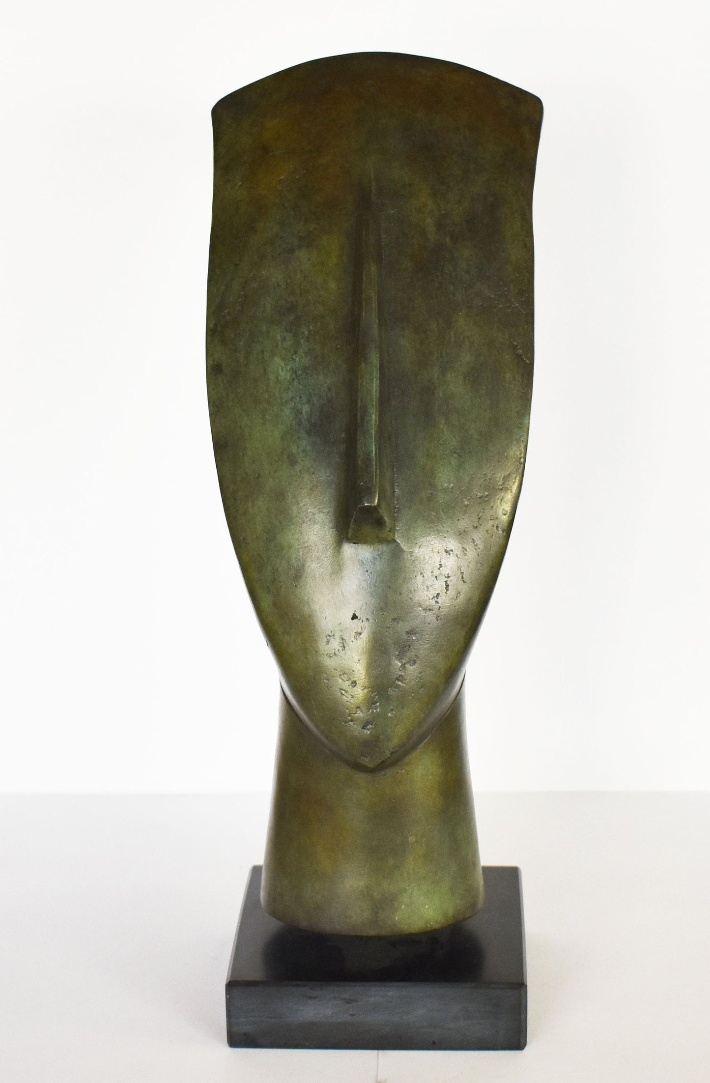 Cycladic Male Bust - Figure from Keros island - Religious Function - Marble Base - Ancient Greece - Pure Bronze Statue