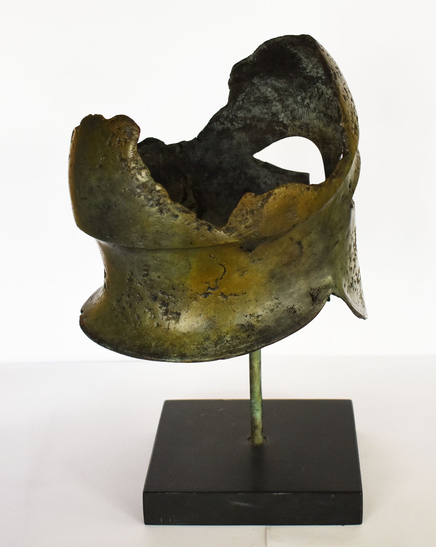 Miltiades Helmet from Battle of Marathon - Olympia Museum Replica - Marble Base - pure Bronze Sculpture