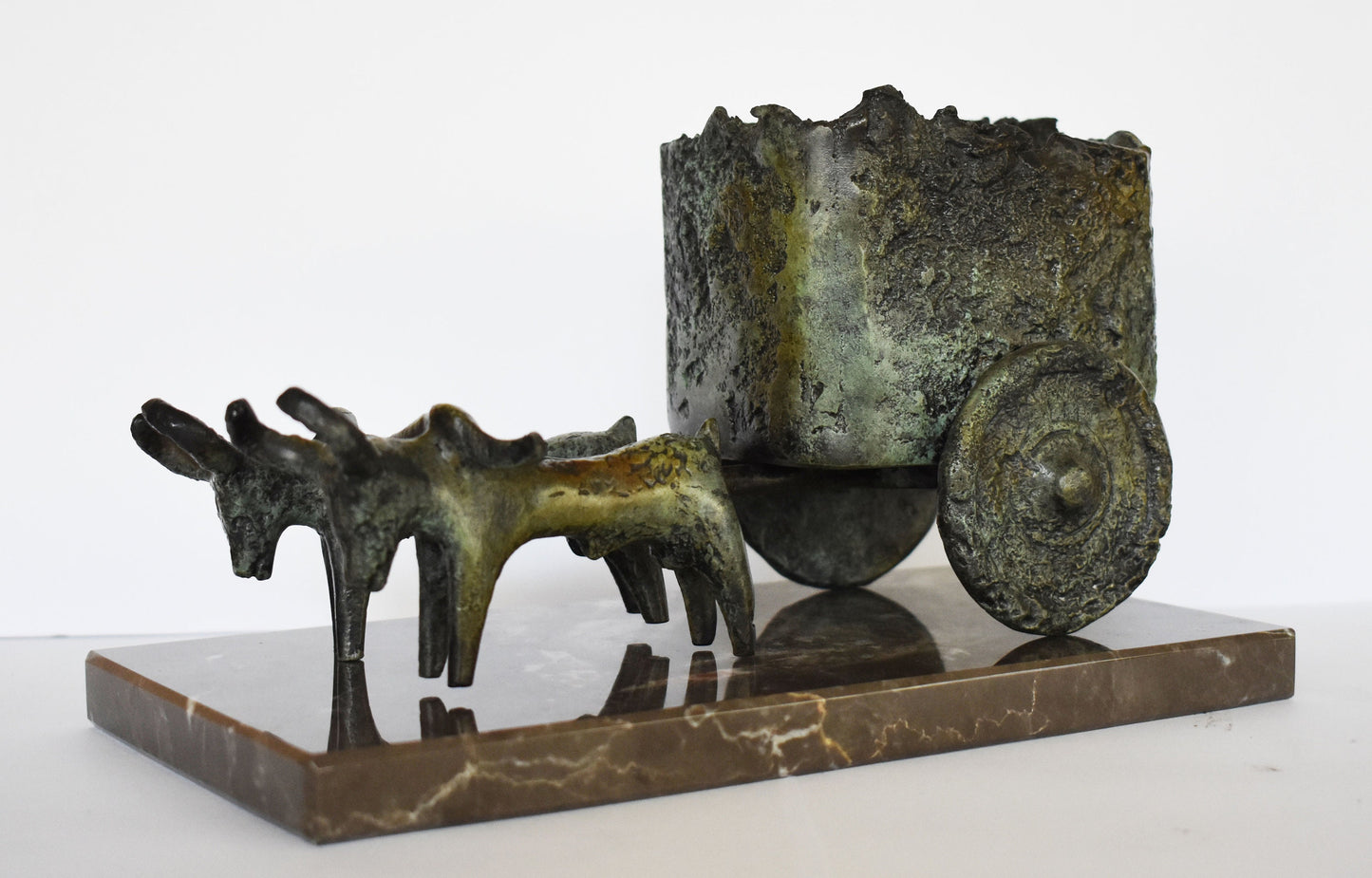 Bronze Oxen and Cart - Ancient Greek Reproduction - Pure Bronze Artifact