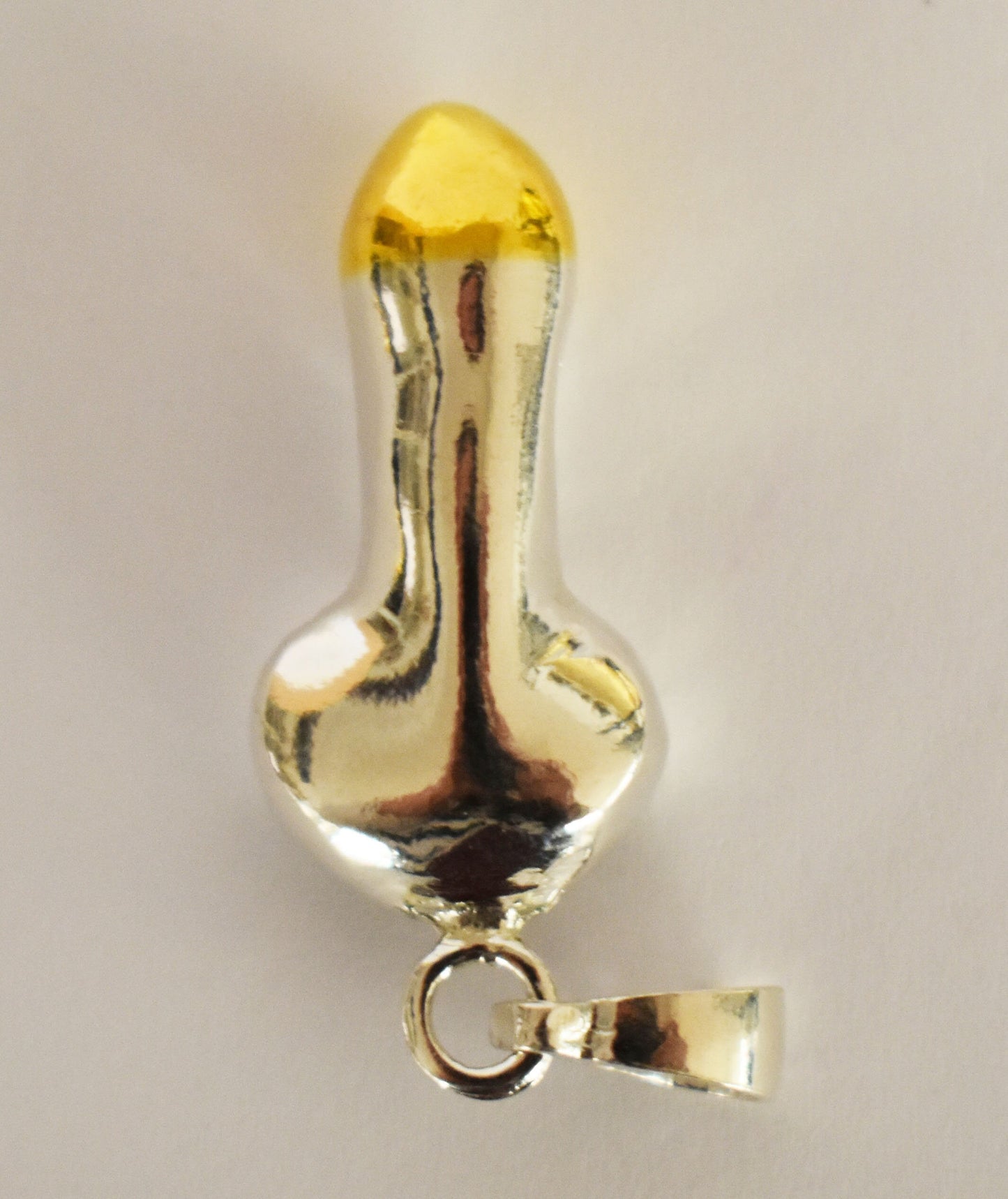 Ancient Greek Phallus - Symbol of Good Fortune, Protected People and Sent Away Evil - Gold Plated Pendant - 925 Sterling Silver