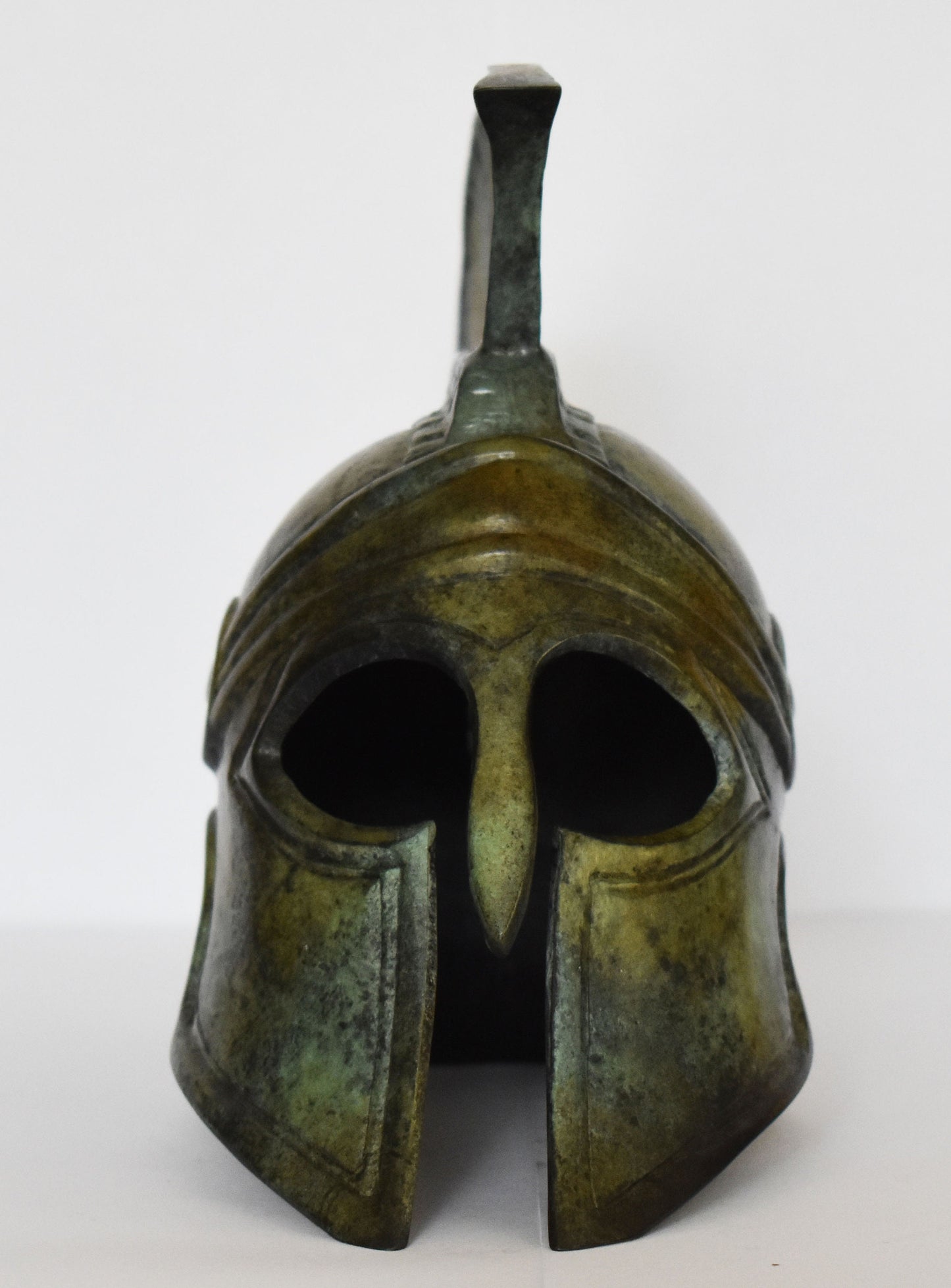 Ancient Greek Spartan Corinthian Helmet - Wave Symbol - Pure Bronze Statue