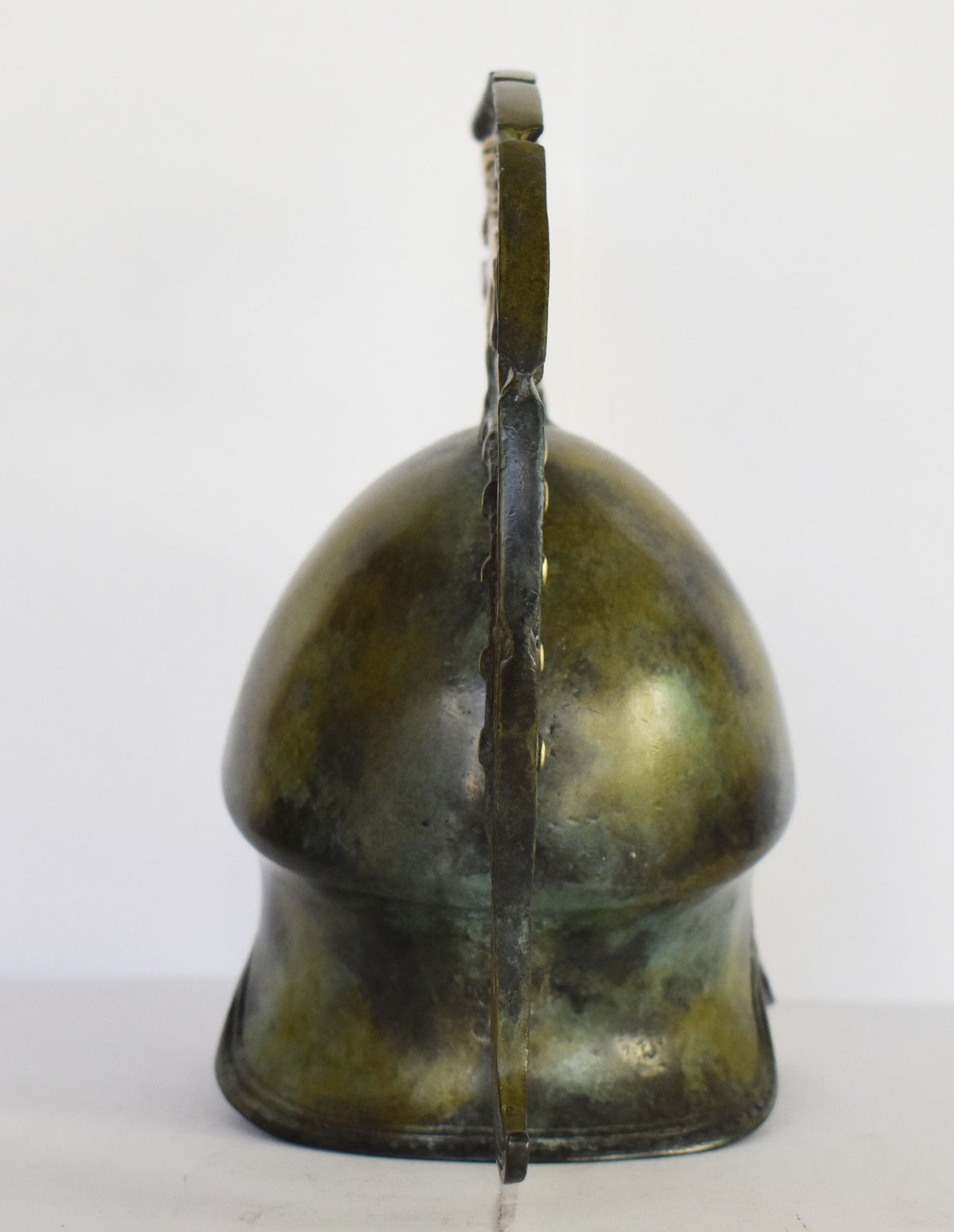 Ancient Greek Spartan Corinthian Helmet - Lion and Sphinx - Pure Bronze Statue