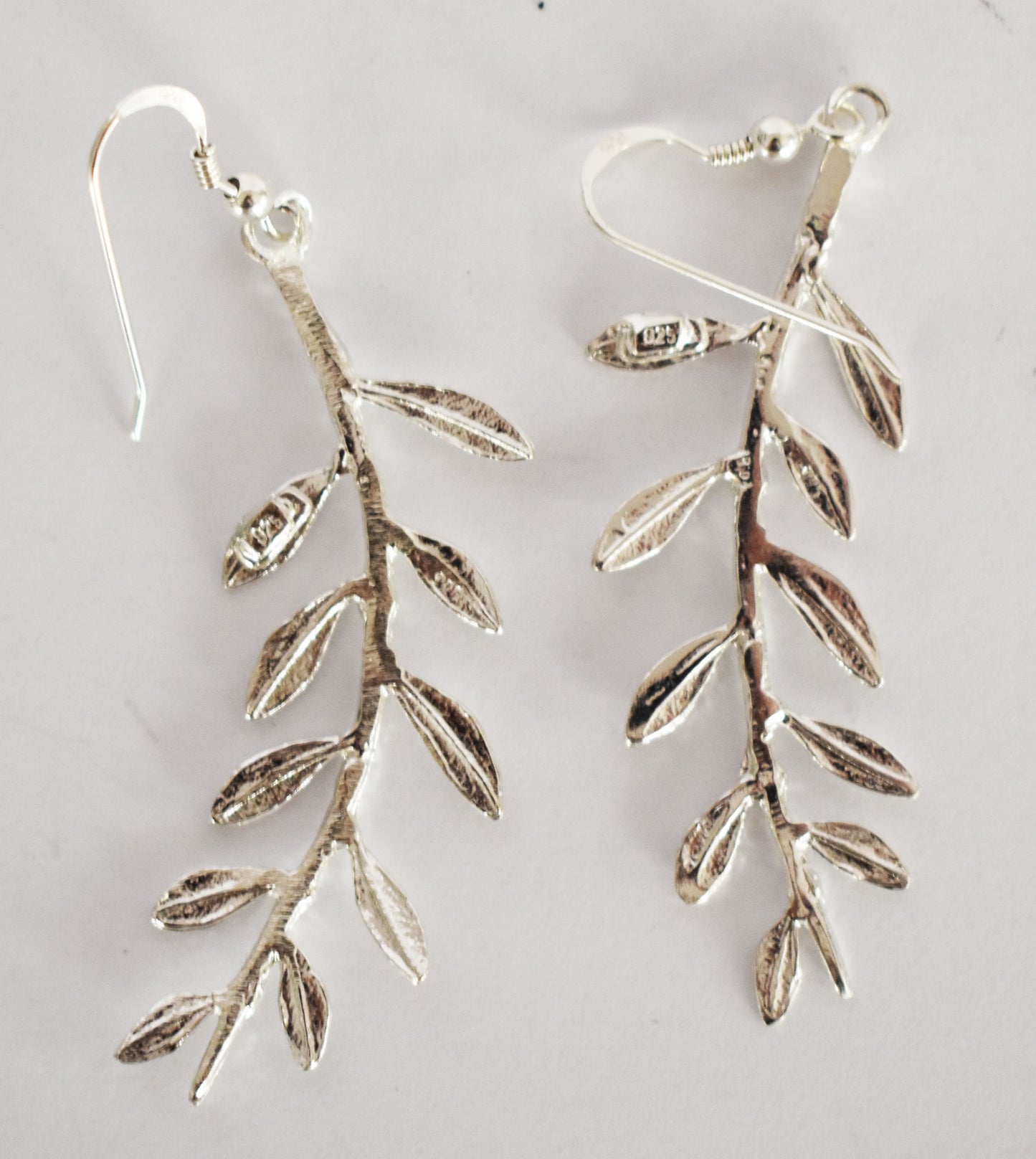 Olive Branch - Ancient Greek Symbol of Peace and Victory - Olympic Games Prize - Earrings - 925 Sterling Silver