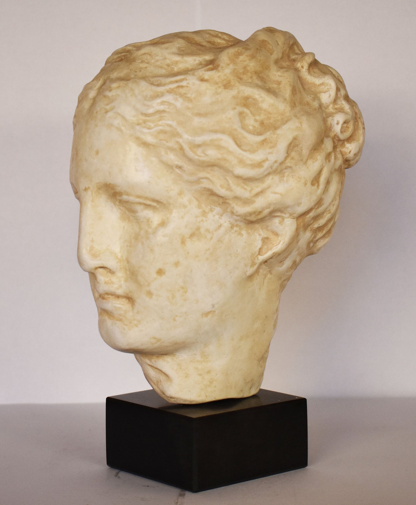 Hygieia - Greek Goddess of Health, Cleanliness and Hygiene - Marble Base - Museum Reproduction - Head Bust - Casting Stone