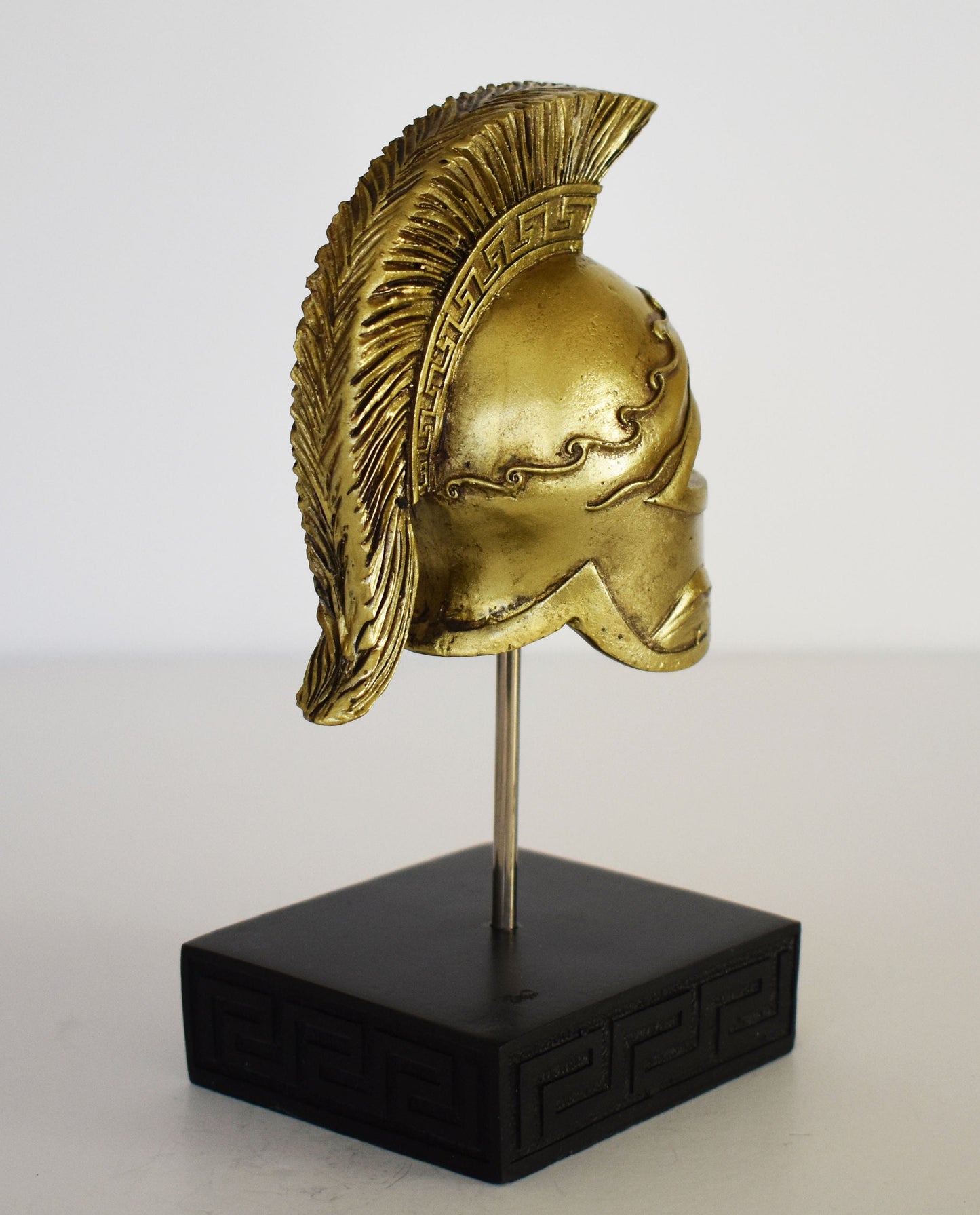 Ancient Greek Spartan Corinthian Helmet - Physical Battle Protection - Floral Motif - Museum Reproduction - Polyresin Statue