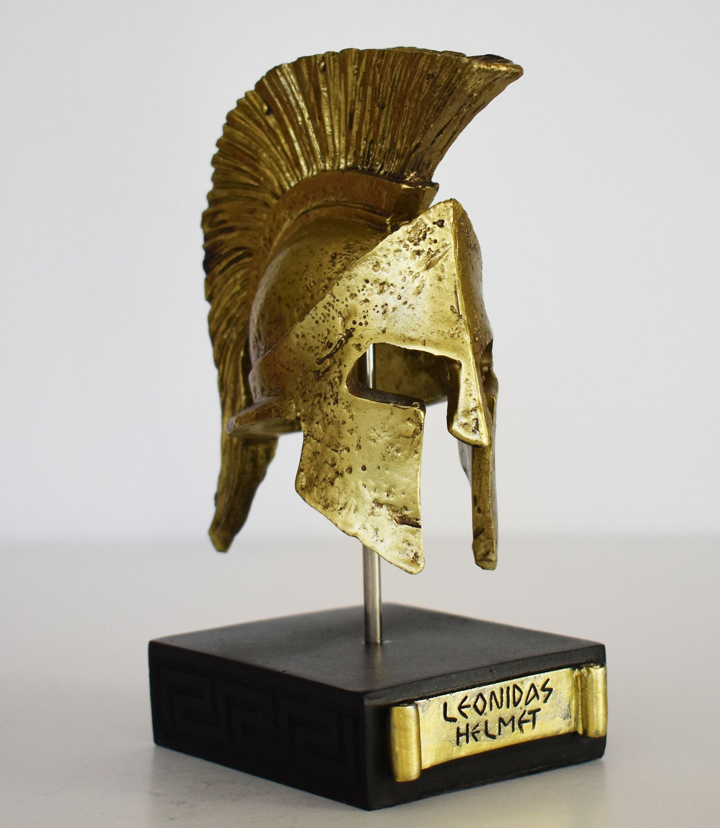 Ancient Greek Spartan Corinthian Helmet - Gold Color - Physical Battle Protection - Museum Reproduction - Polyresin Statue