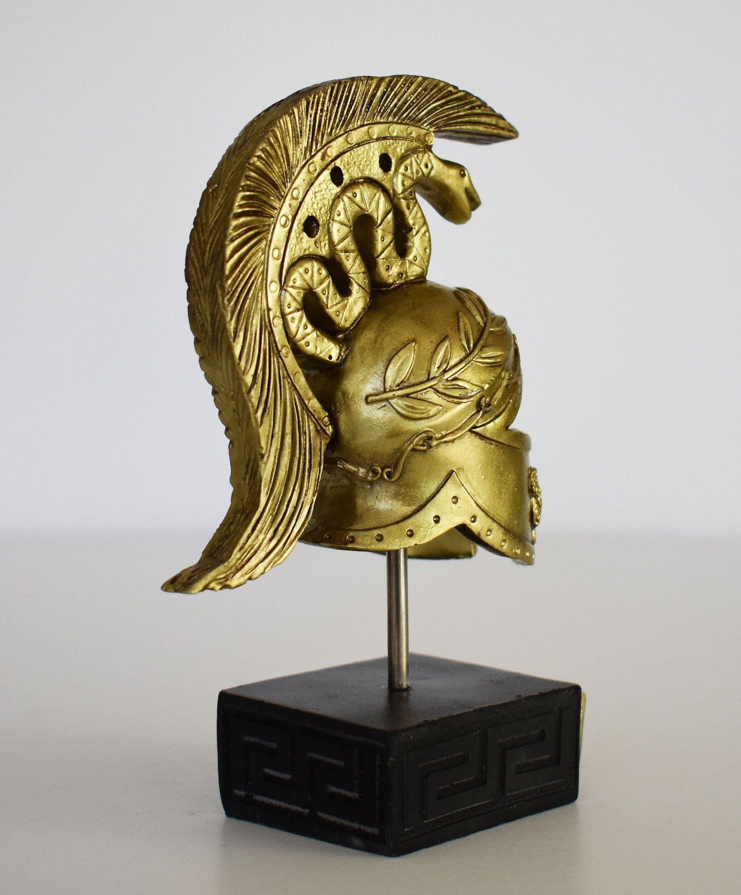 Ancient Greek Spartan Corinthian Helmet - Physical Battle Protection - Snake Design - Museum Reproduction - Polyresin Statue