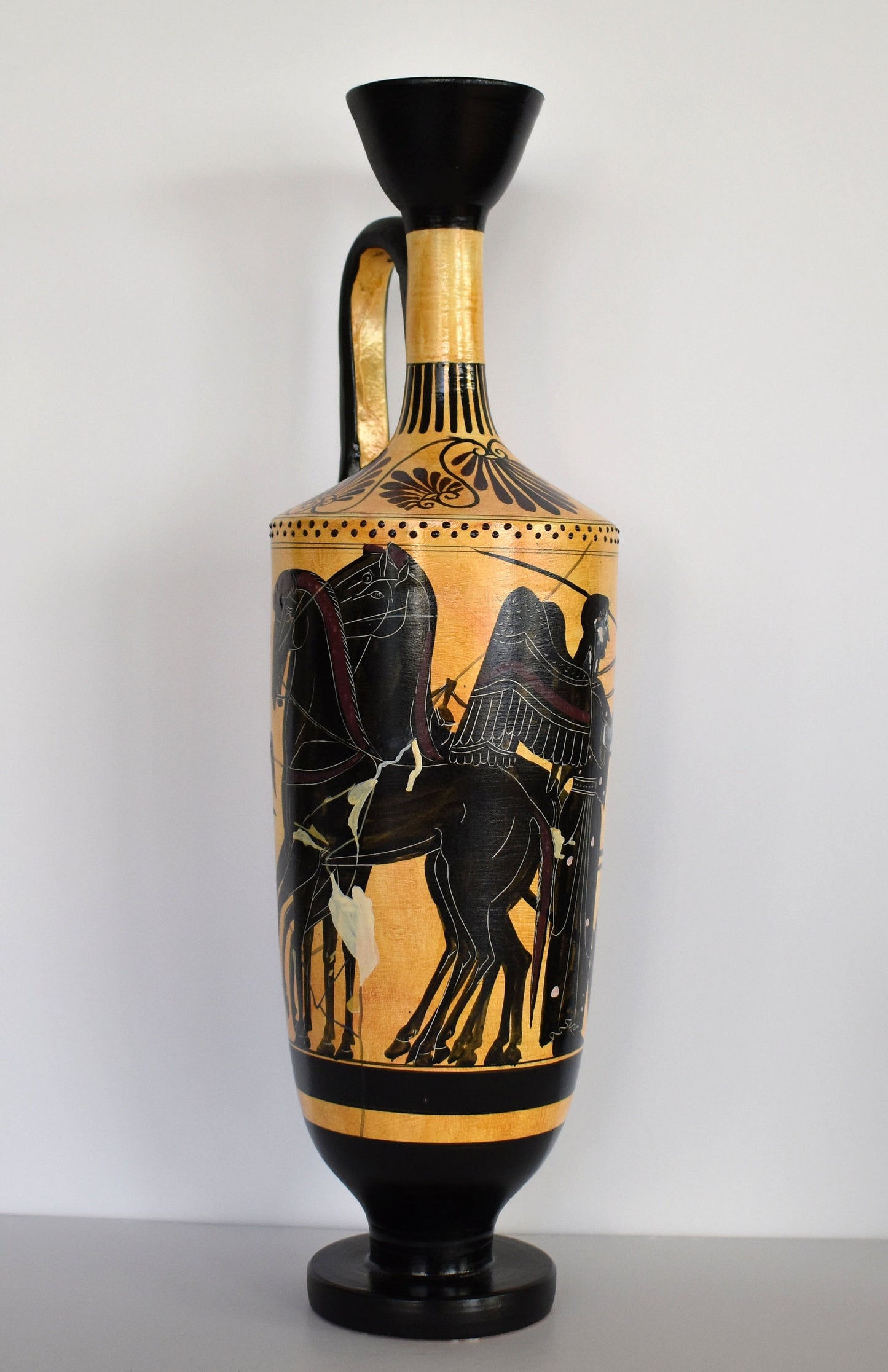 Achilles drags the Corpse of Hector with his chariot - Lekythos - 510 BC - Delos Museum - Ceramic Vase