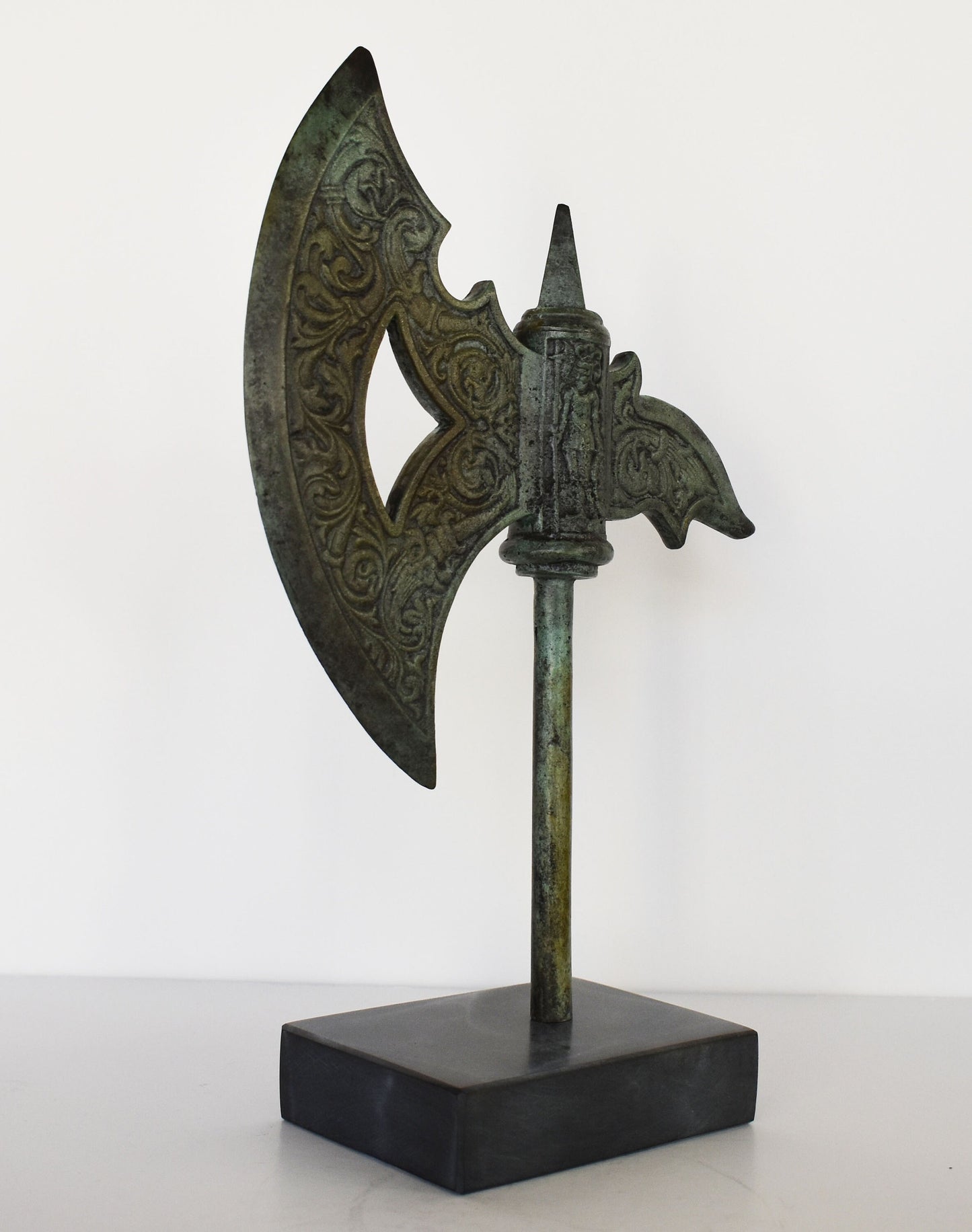 Labrys or Double Axe - Half - Minoan Art, Knossos Palace - Marble Base - Museum Replica - Pure Bronze Sculpture