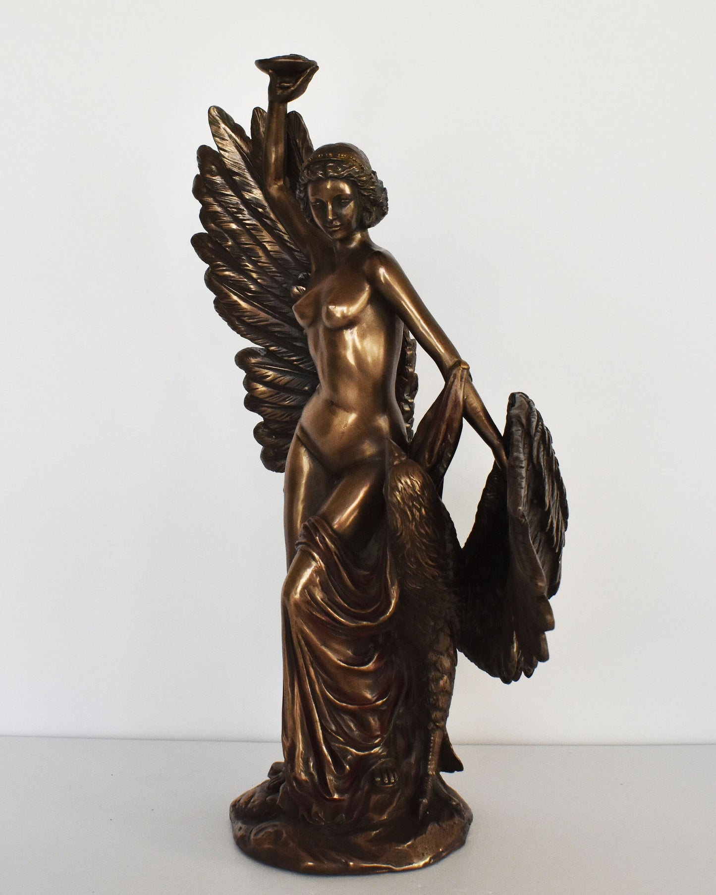 Hebe and the Eagle of Zeus - Greek Roman Goddess of Youth or the Prime of Life - Cold Cast Bronze Resin
