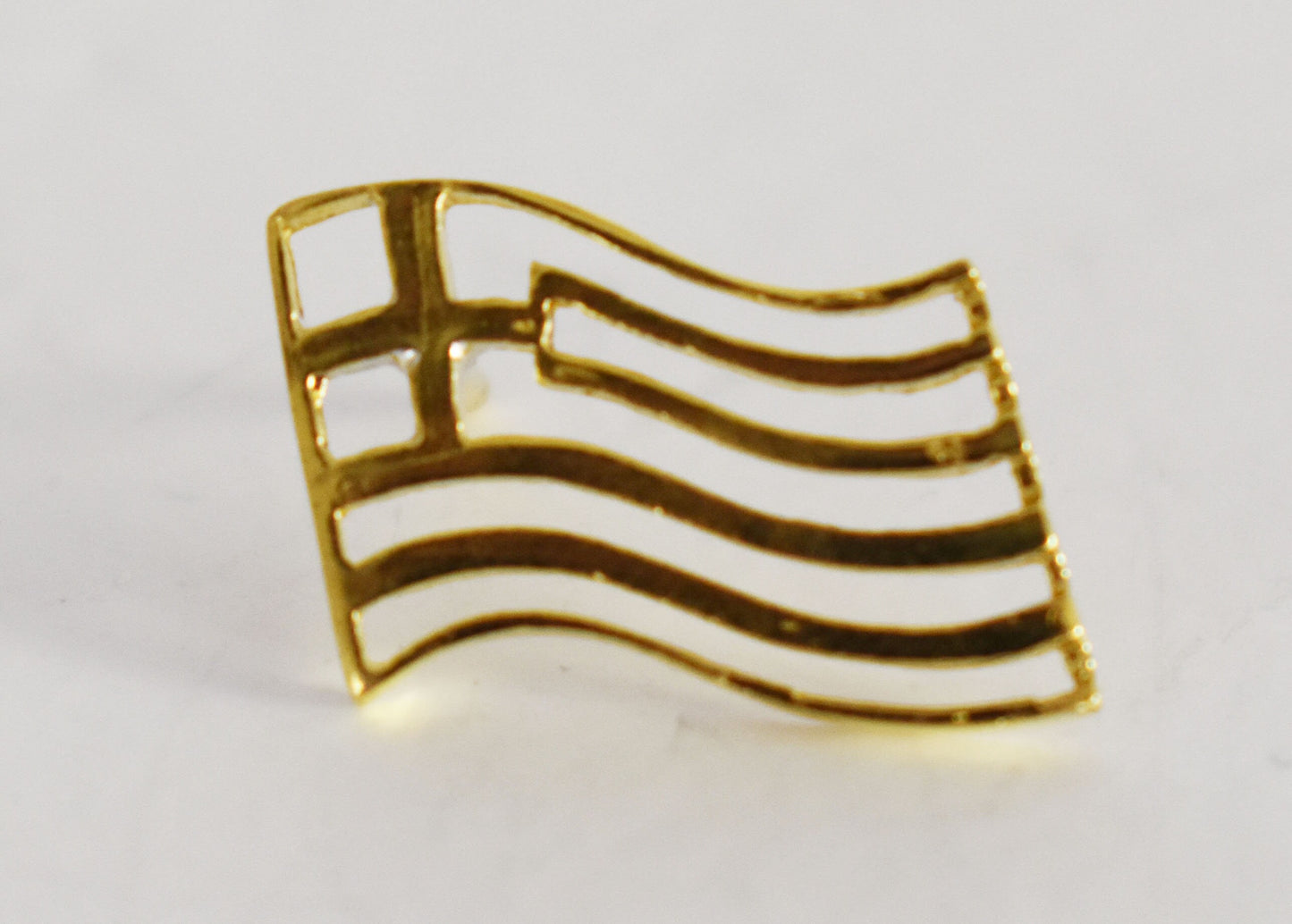 National Flag of Greece - Βlue and White - Freedom or Death - Small - Pin - Pure Bronze Statue