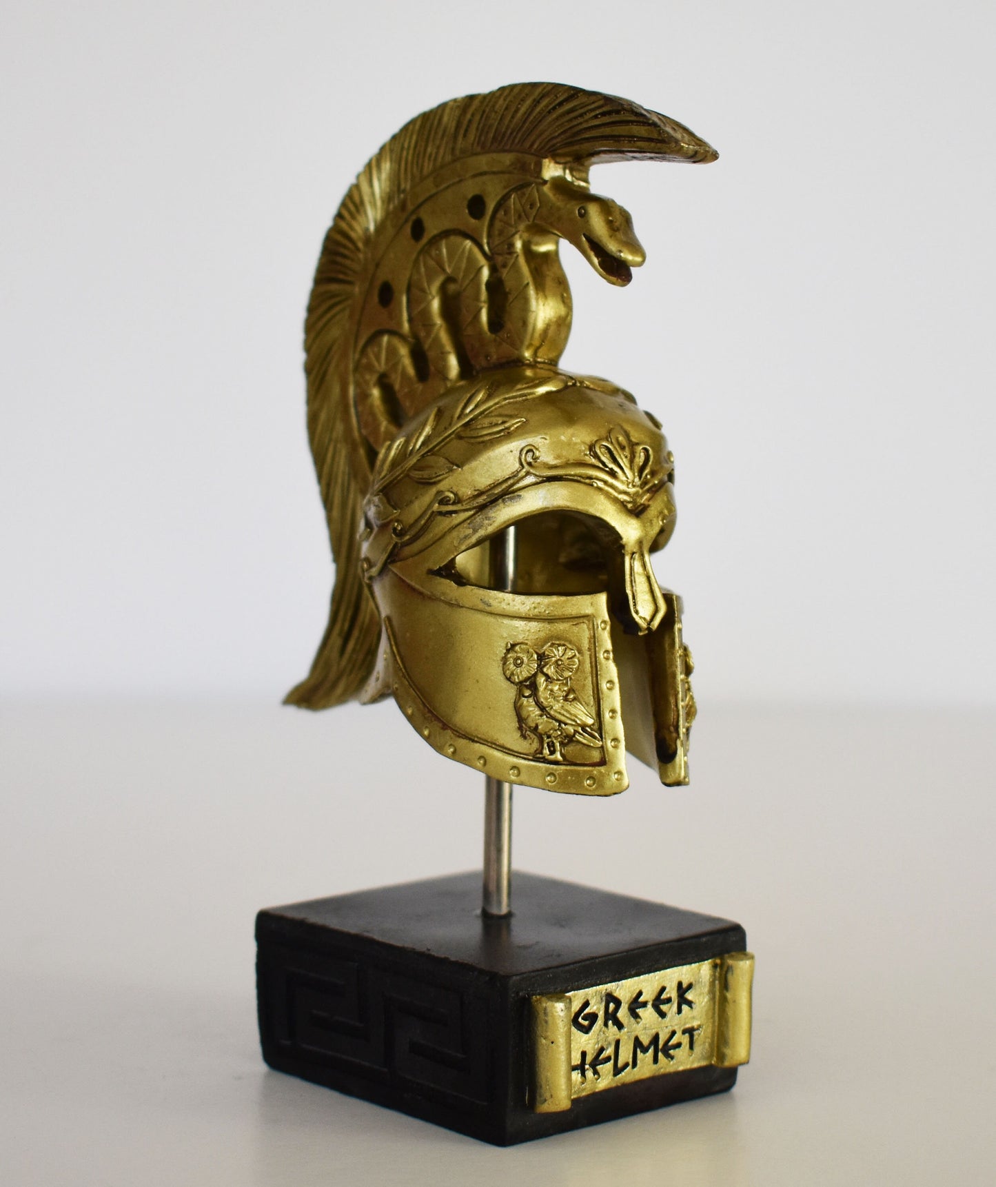 Ancient Greek Spartan Corinthian Helmet - Physical Battle Protection - Snake Design - Museum Reproduction - Polyresin Statue