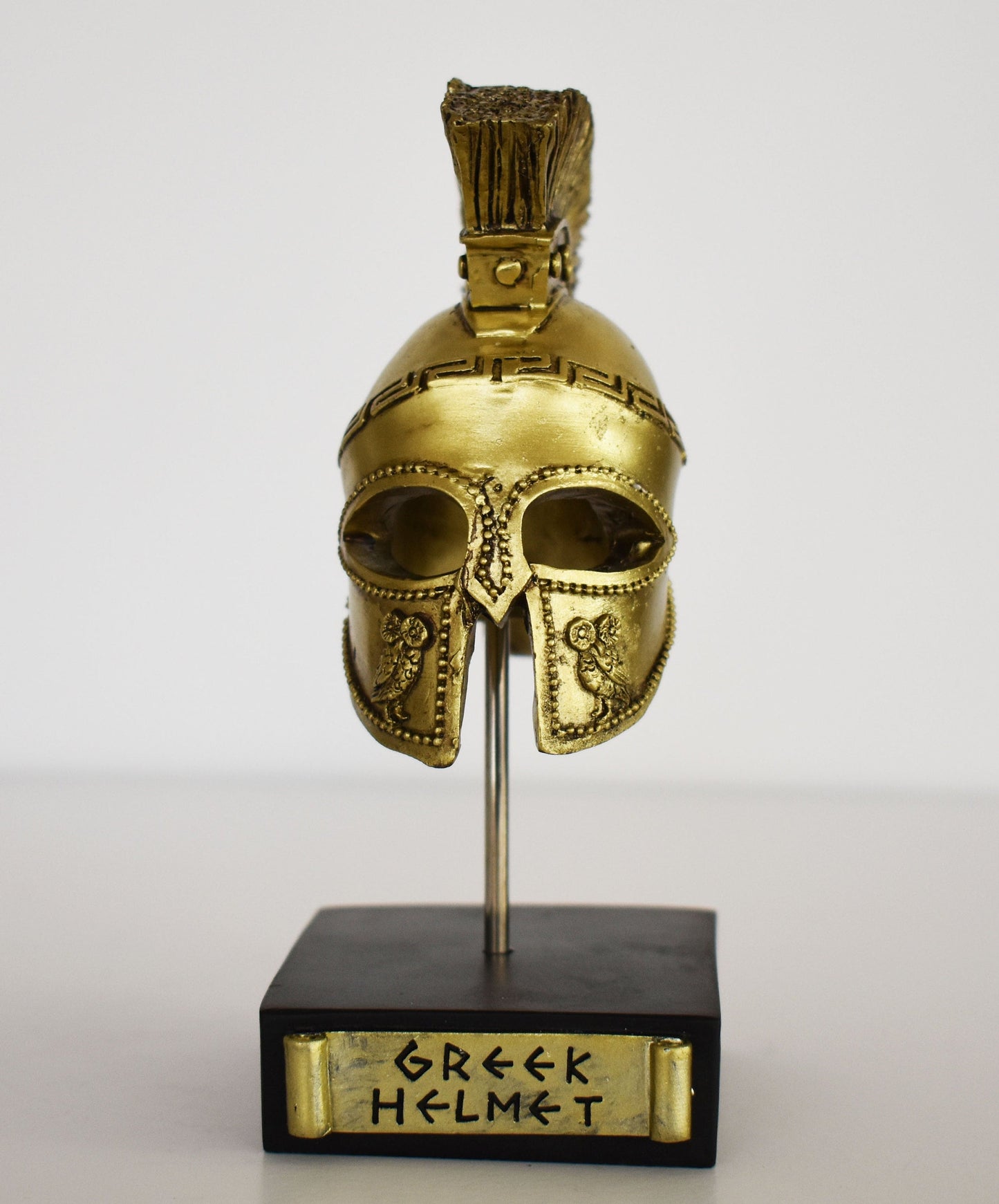 Ancient Greek Spartan Corinthian Helmet - Physical Battle Protection - Meander Motif - Museum Reproduction - Polyresin Statue