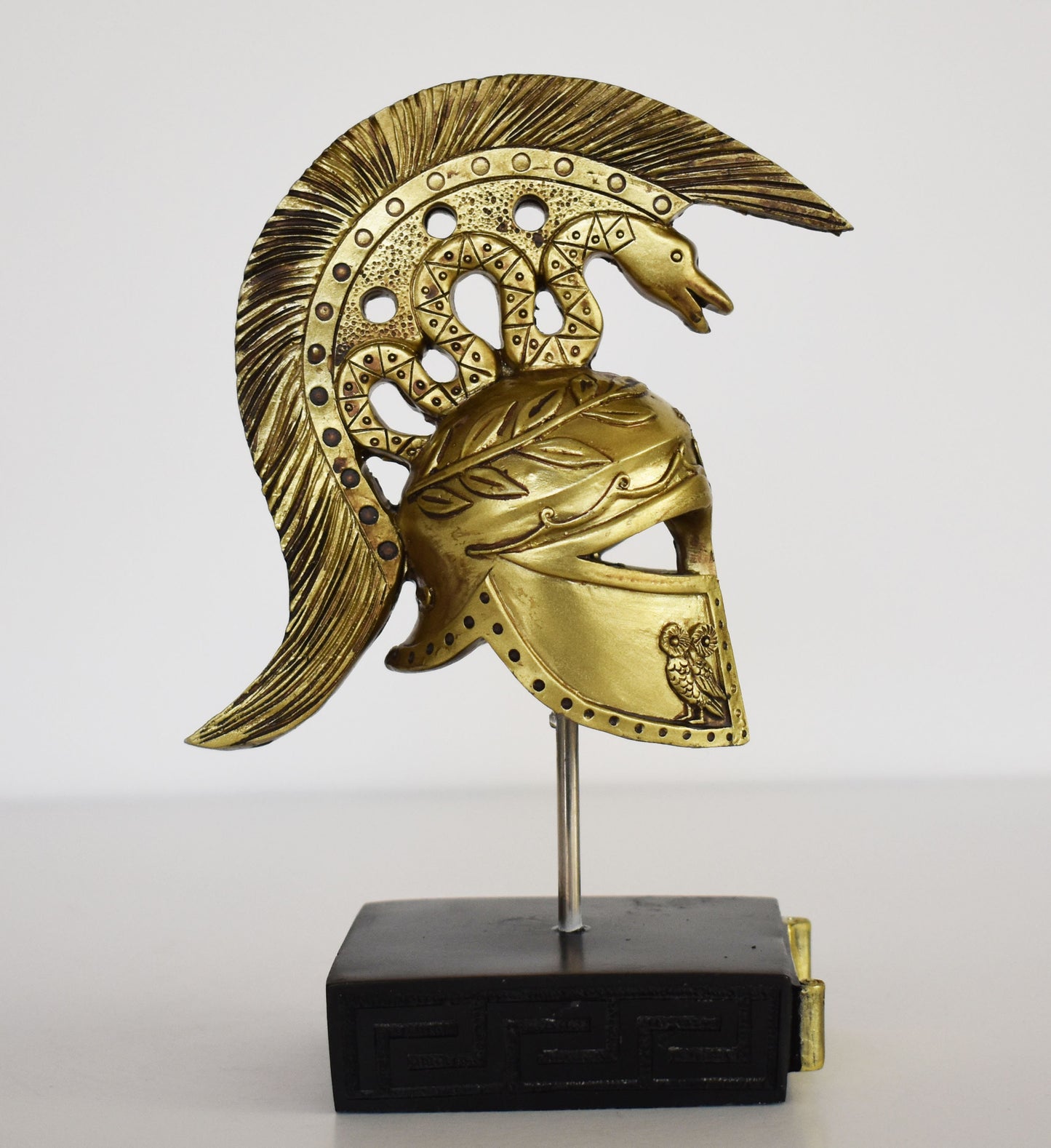 Ancient Greek Spartan Corinthian Helmet - Goddess Athena Symbol - Physical Battle Protection - Museum Reproduction - Polyresin Statue