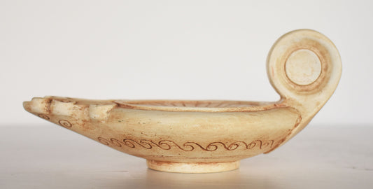 Oil Lamp - Floral and Eternity Design - Museum Reproduction - Ceramic Artifact