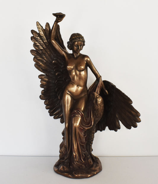 Hebe and the Eagle of Zeus - Greek Roman Goddess of Youth or the Prime of Life - Cold Cast Bronze Resin